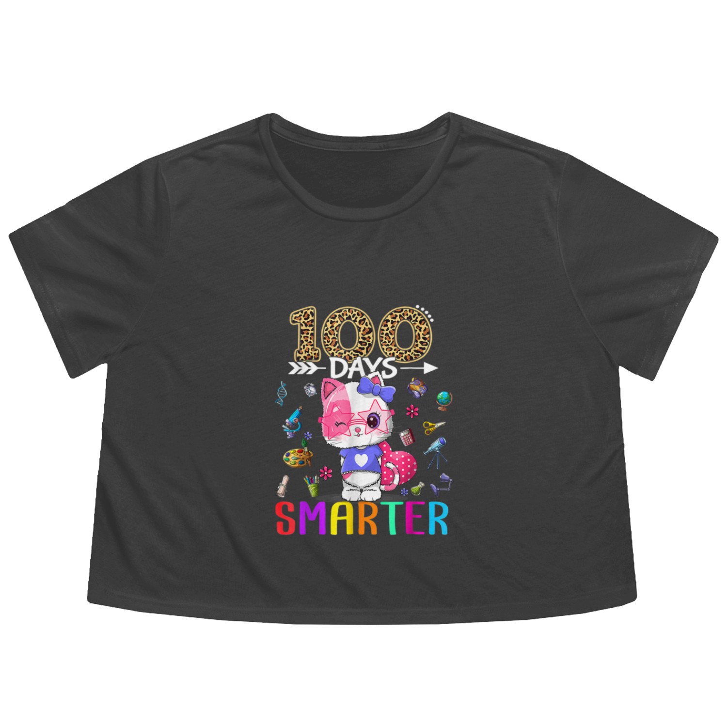 Happy 100th Day Of School Smarter Flowy Cropped Tees