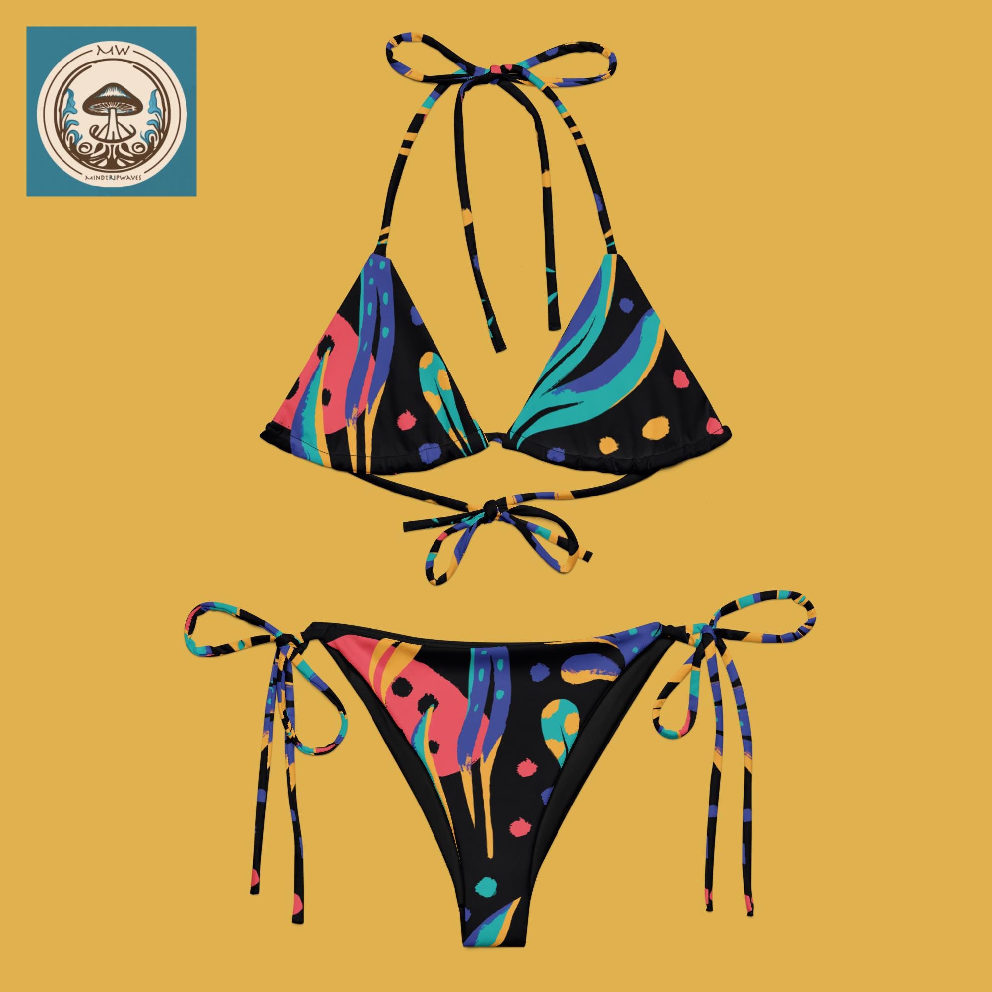 Women's triangle bikini with psychedelic print