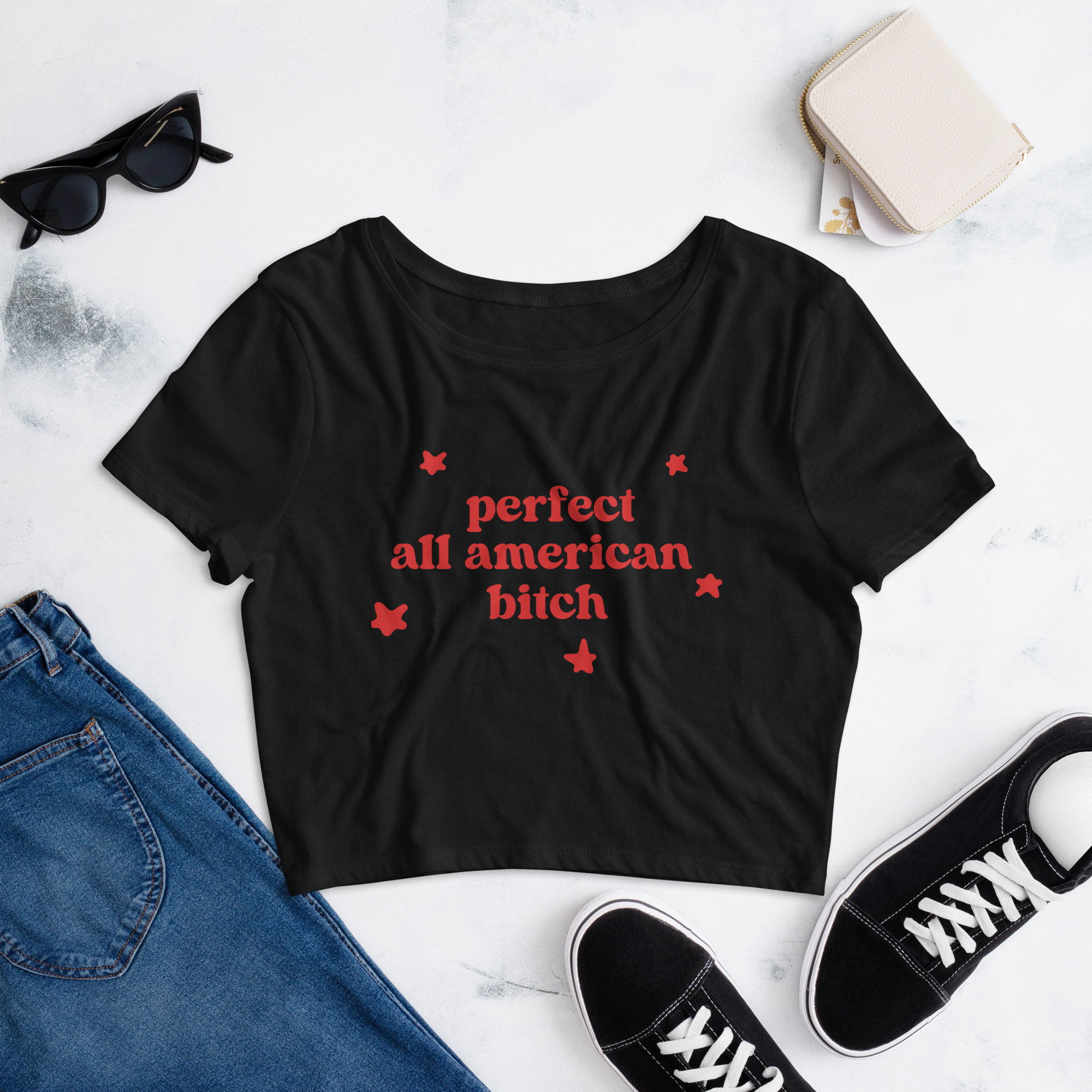 Perfect All American Bitch Crop Top (Very Thin, Comfy Material)