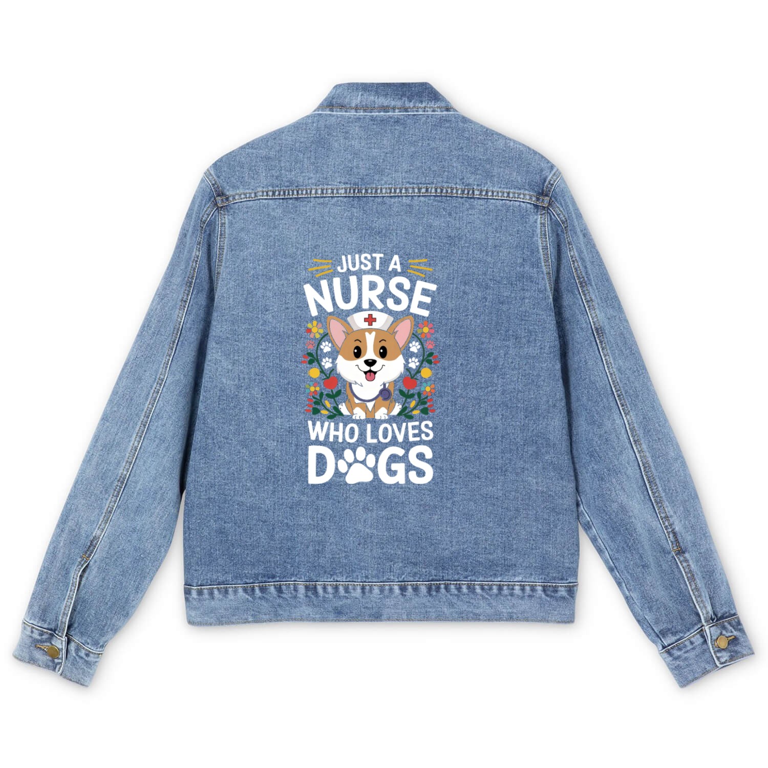Just A Nurse Who Loves Dogs Men's Denim Jackets