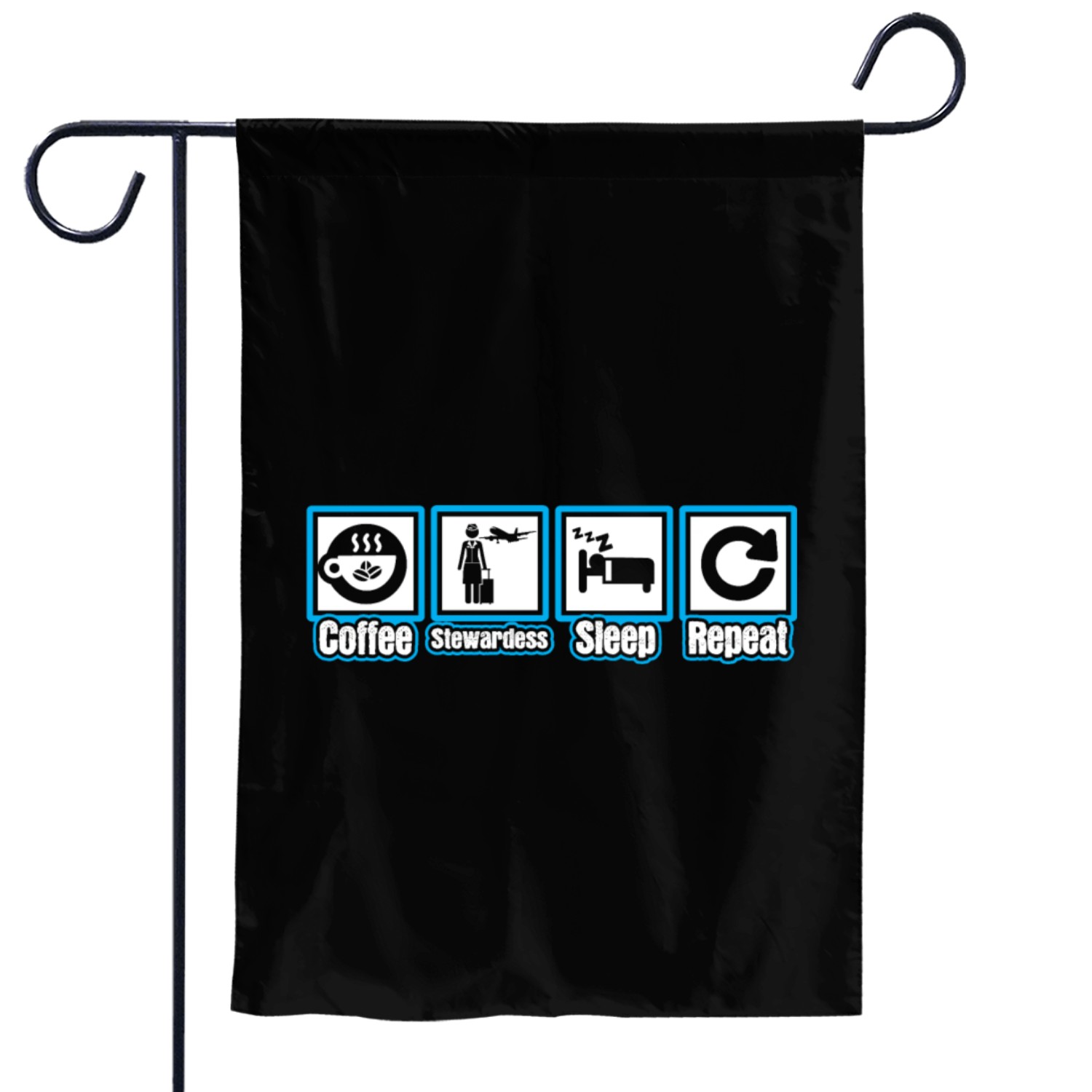 Coffee Stewardess Sleep Repeat Garden Flags