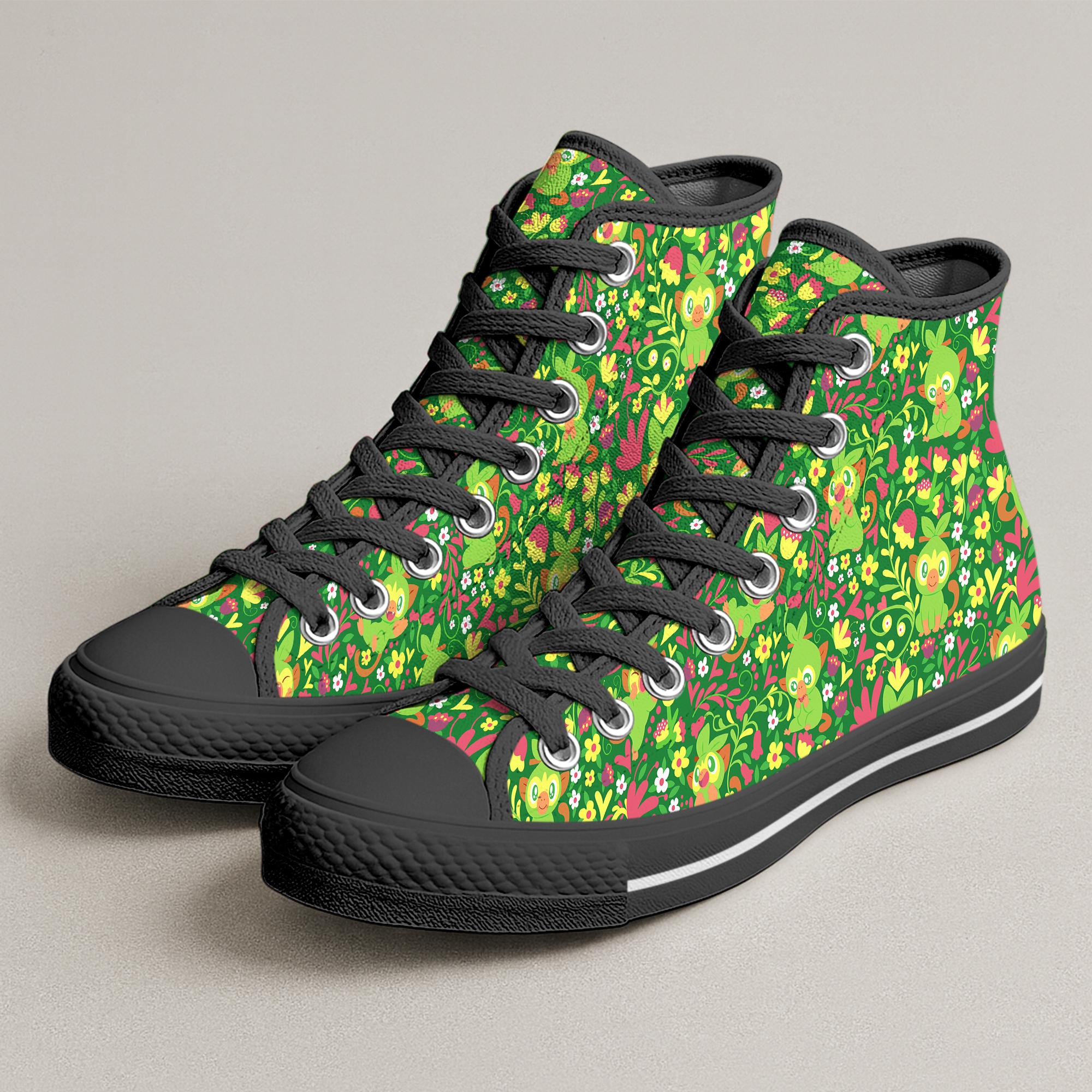 Grookey High Top Shoes, Cute Forest Monkey Pattern Sneakers, Grookey Shoes Gift