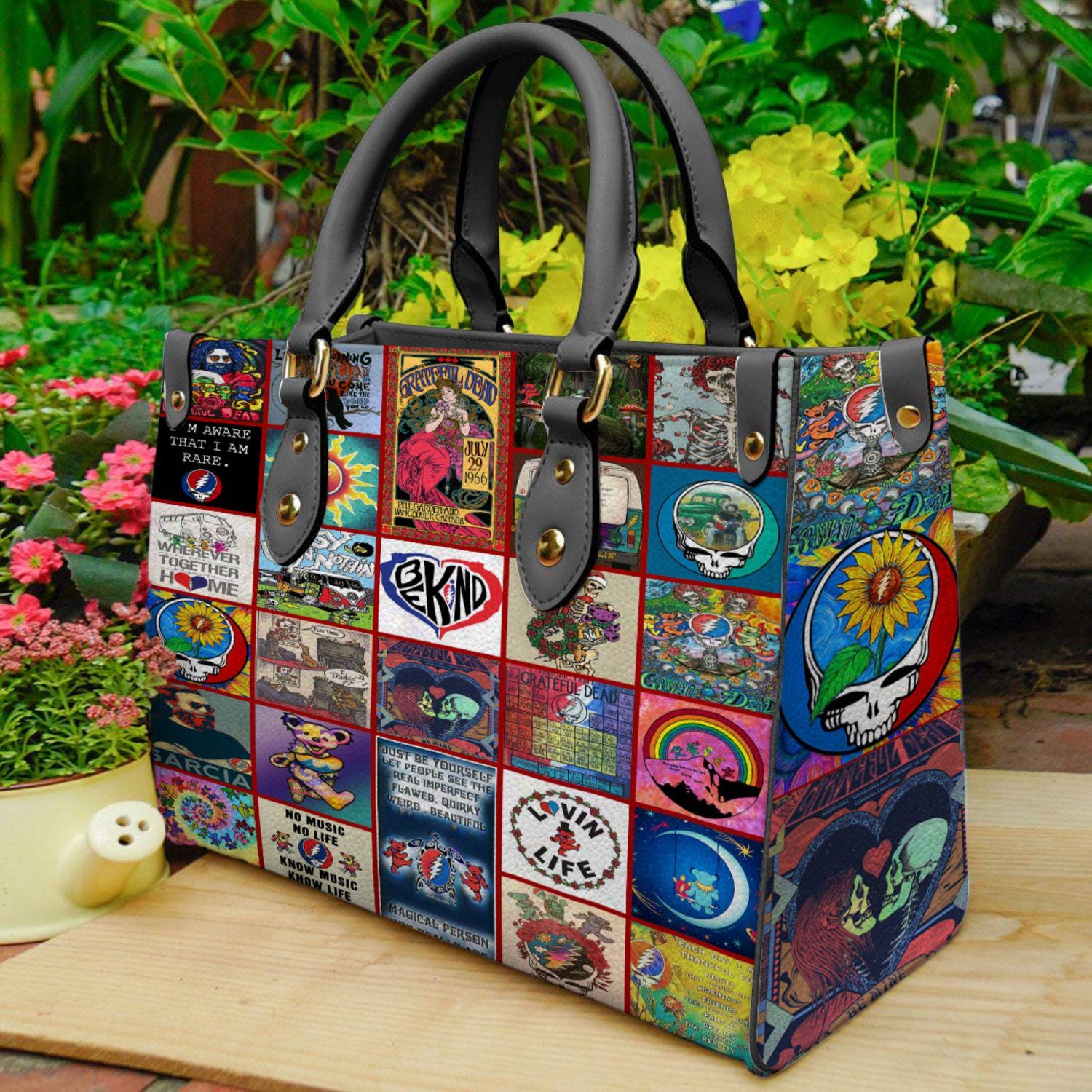 Grateful Dead Leather Handbag, Grateful Dead Woman Handbag, Shoulder Bag, Crossbody Bag, Vintage Top Handle Bag