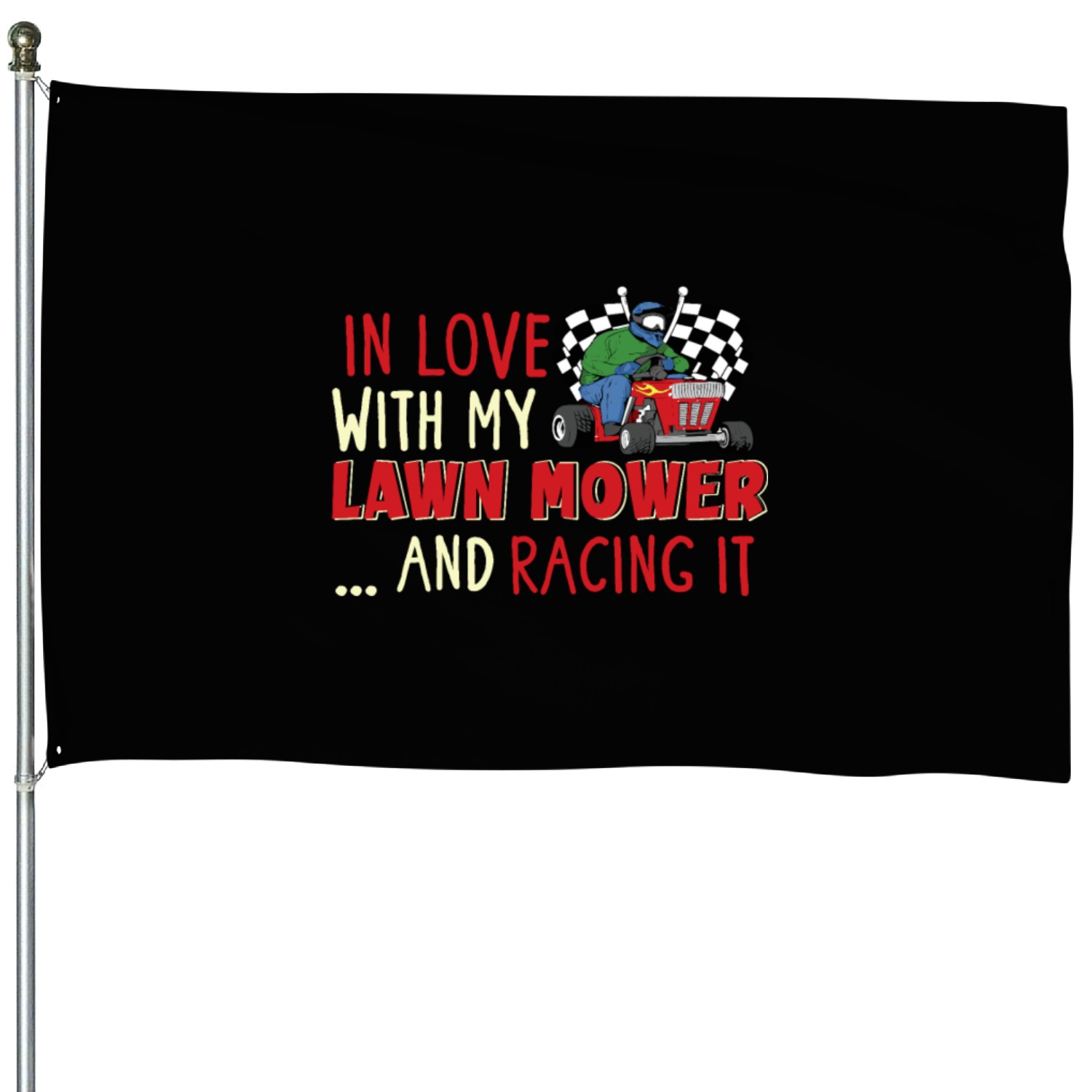 Lawn Mower Racing Gardener Racing Lawnmower House Flags