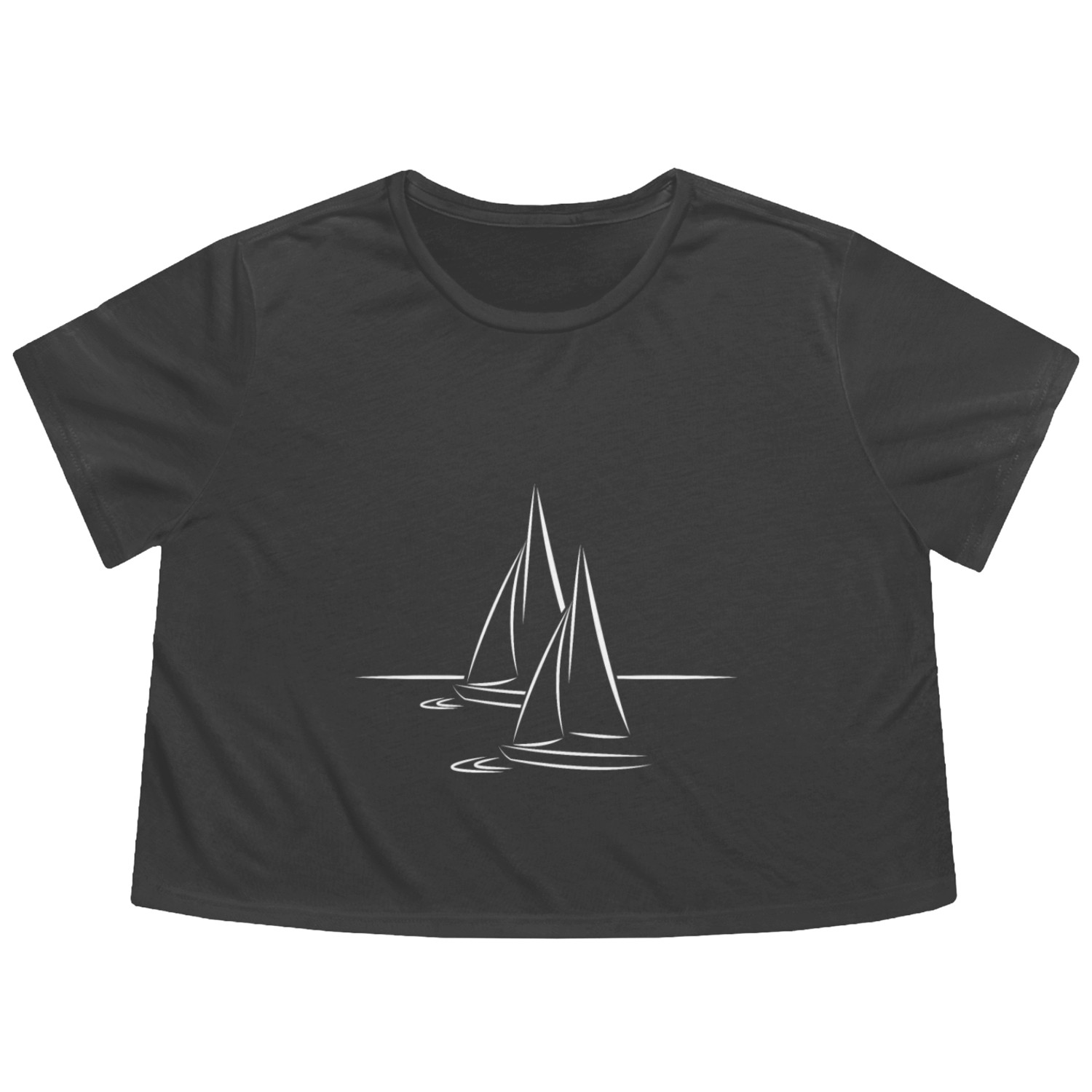 Sailing Line gift idea boat ship sail sea sailer Flowy Cropped Tees