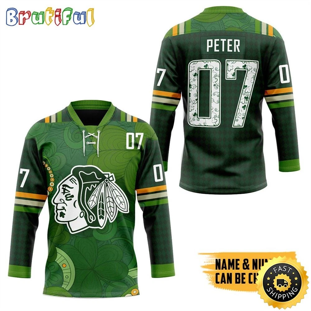 Personalized 1Chicago 1Blackhawks 2025 St Patrick Day Hockey Jersey