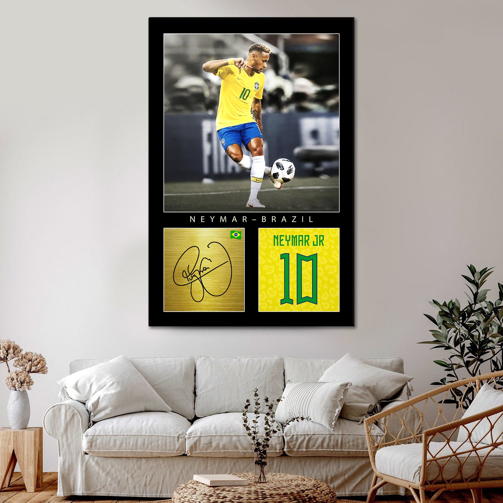 Neymar Jr Canvas Art, Football Legend Wall Decor