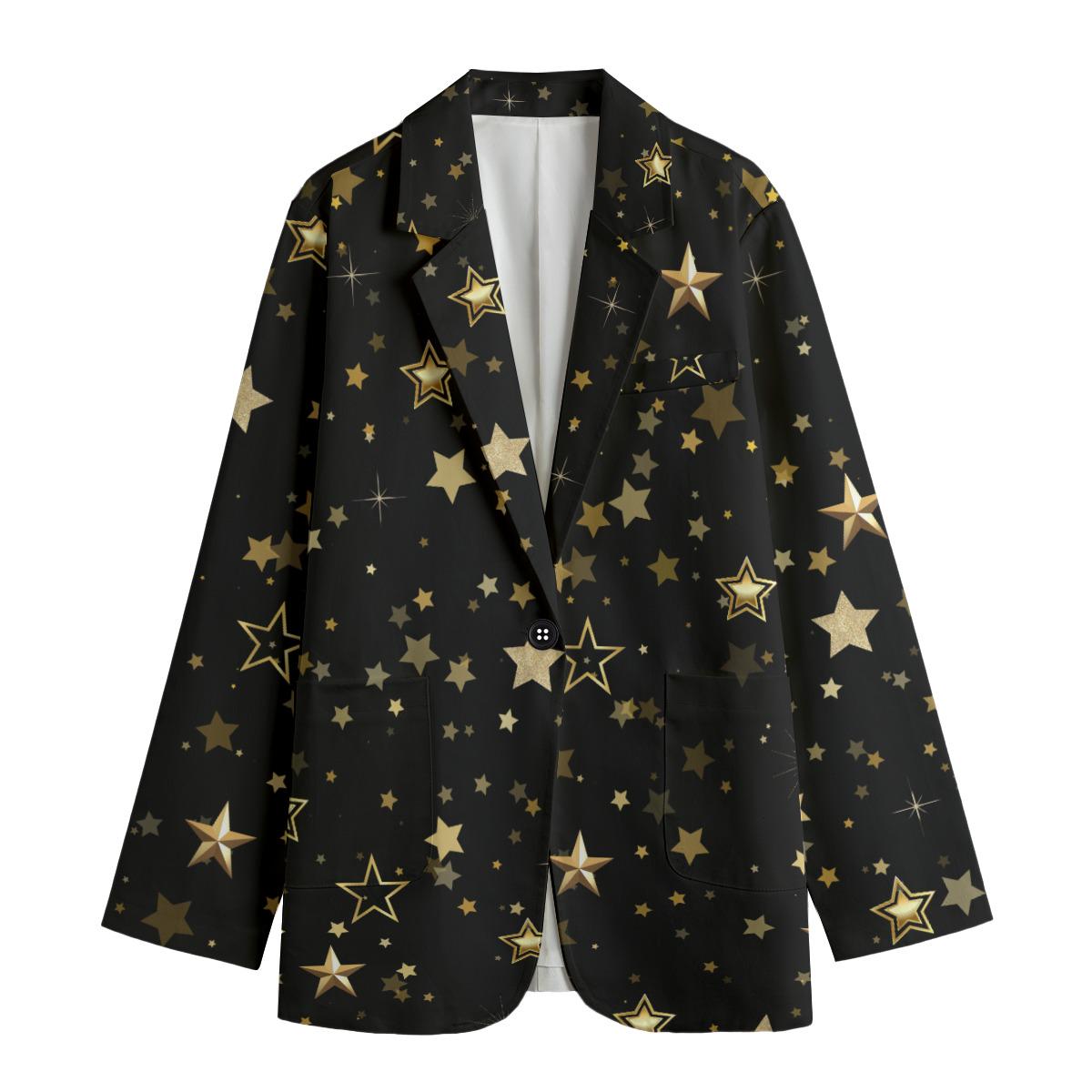 Women's Leisure Blazer gold stars Blazer stars jacket gold stars coat stars waistcoat gold stars casual blazer stars fashion
