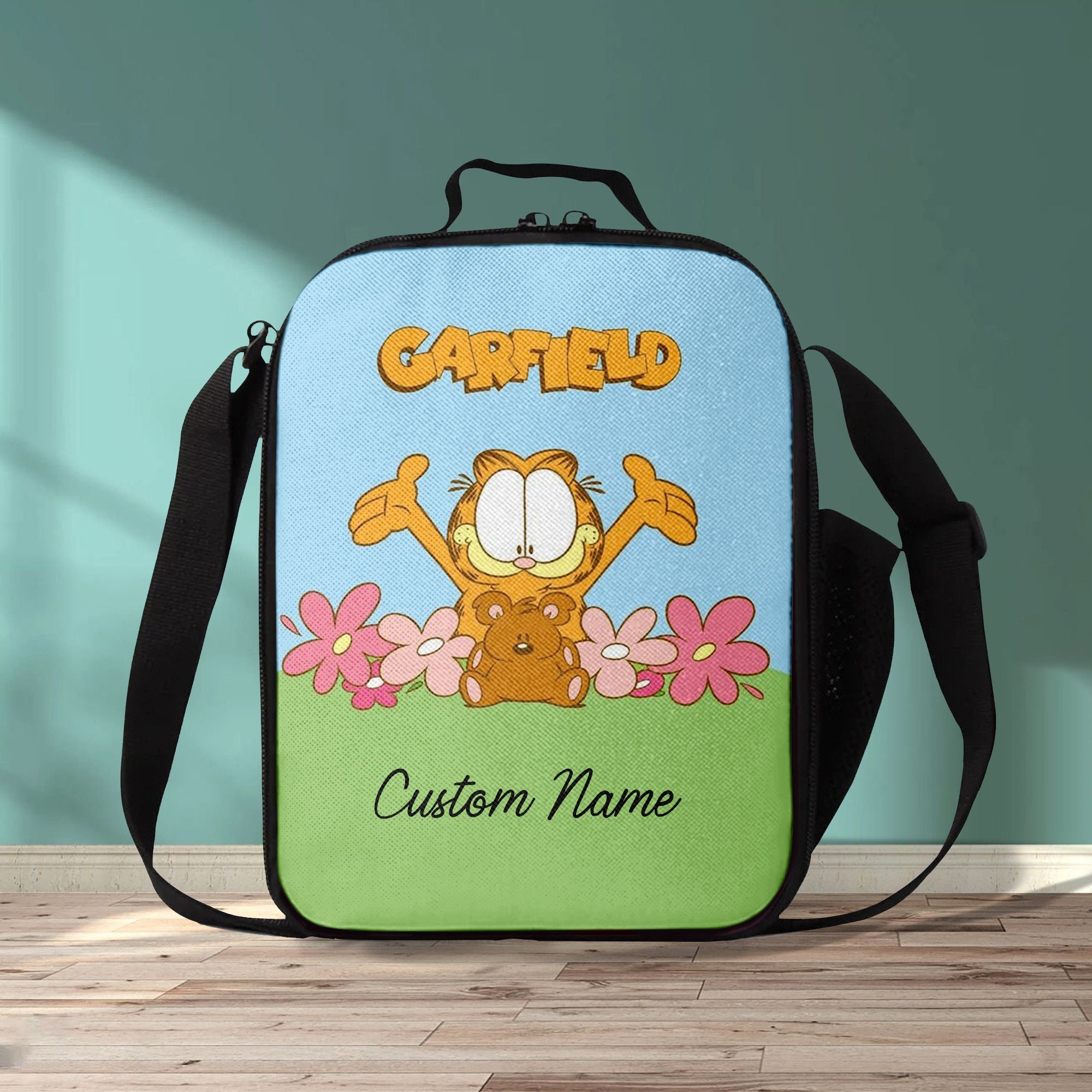 Garfield Cat Lunch Bag, Custom Cat Lunch Bag, Back To School Bag, Custom Zipper Lunch Bag, Reusable Lunch Tote, Food Bag