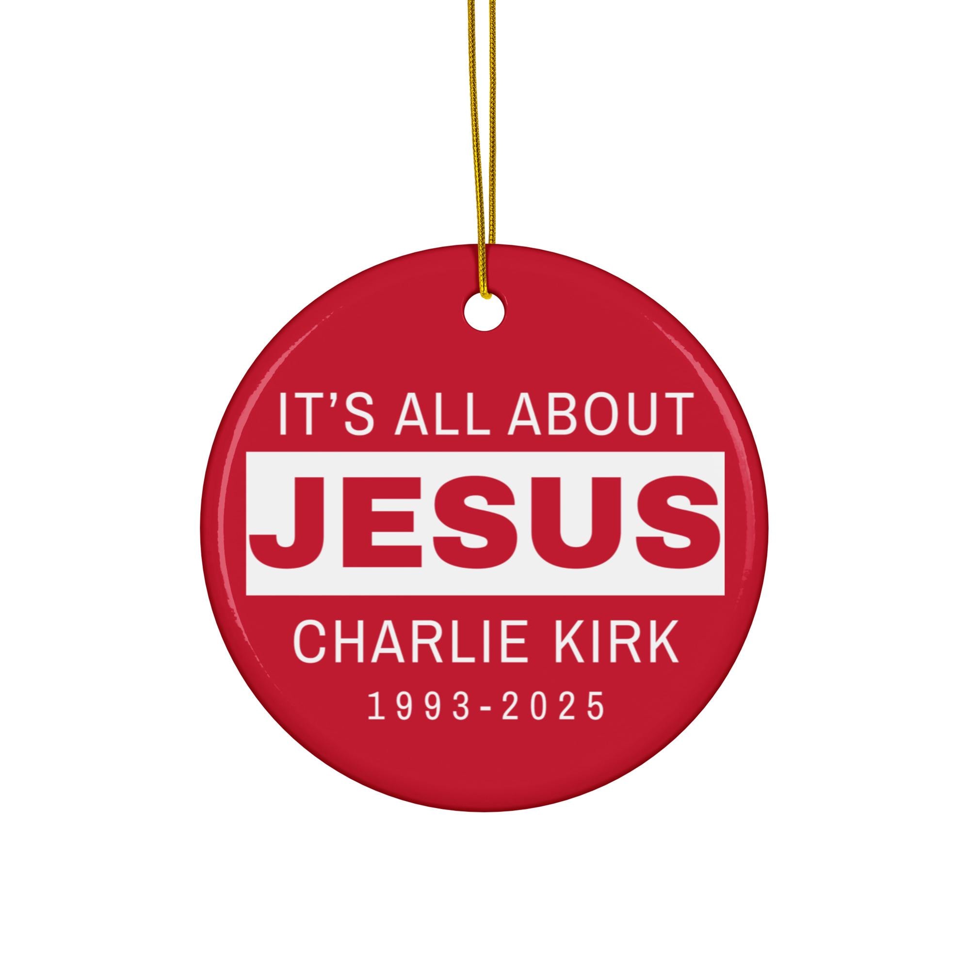 Charlie Kirk Ornament, Ceramic Jesus Ornament, Charlie Kirk Remembrance Gift, Charlie Kirk Memorial