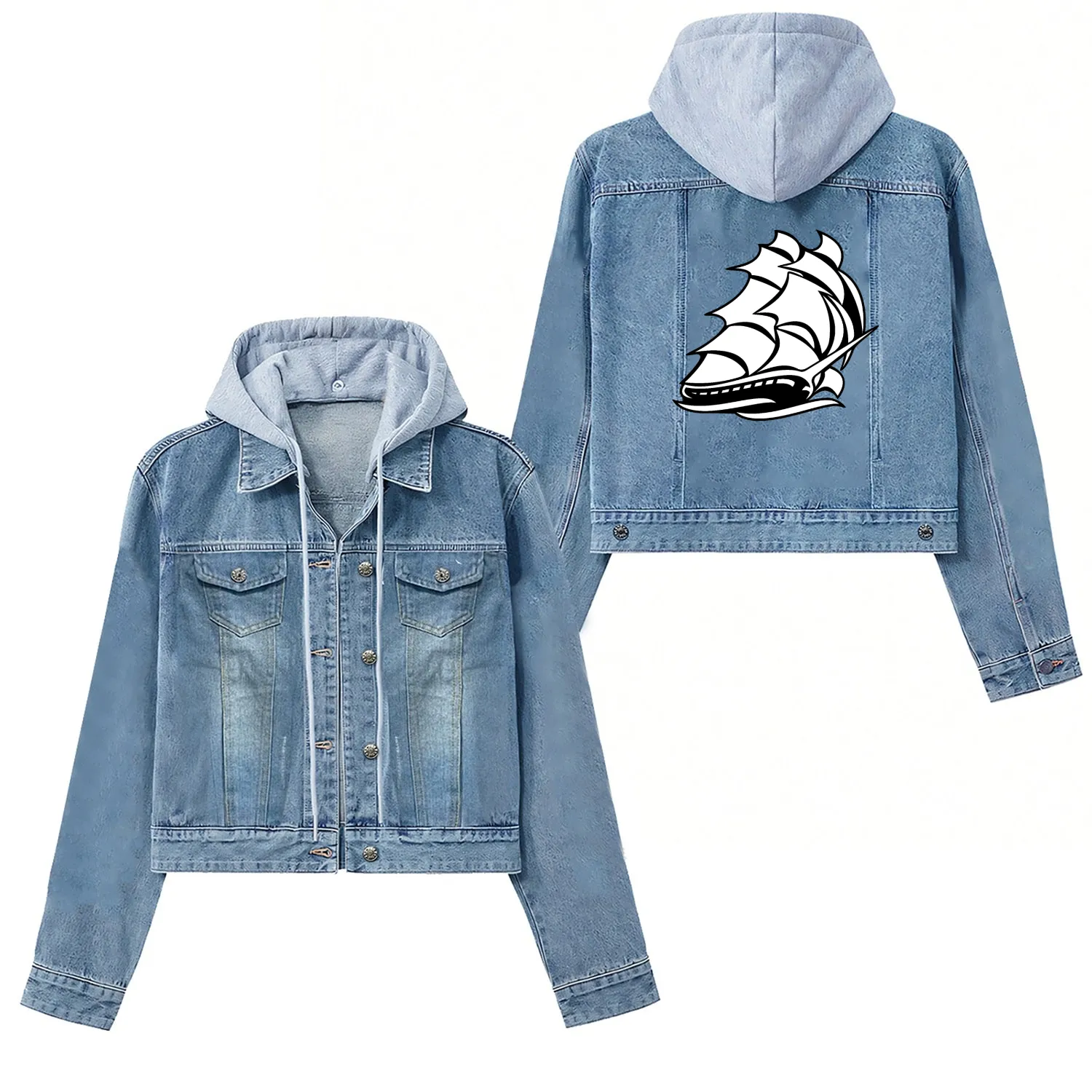 Old Tall Sailing Ship Women's Denim Jackets