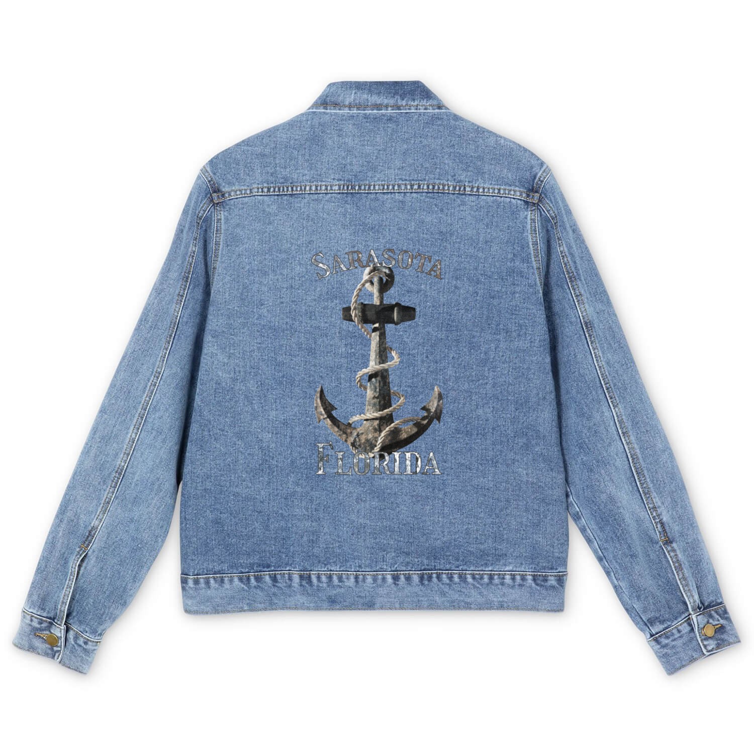 Sarasota Florida Nautical Anchor Sailing Men's Denim Jackets