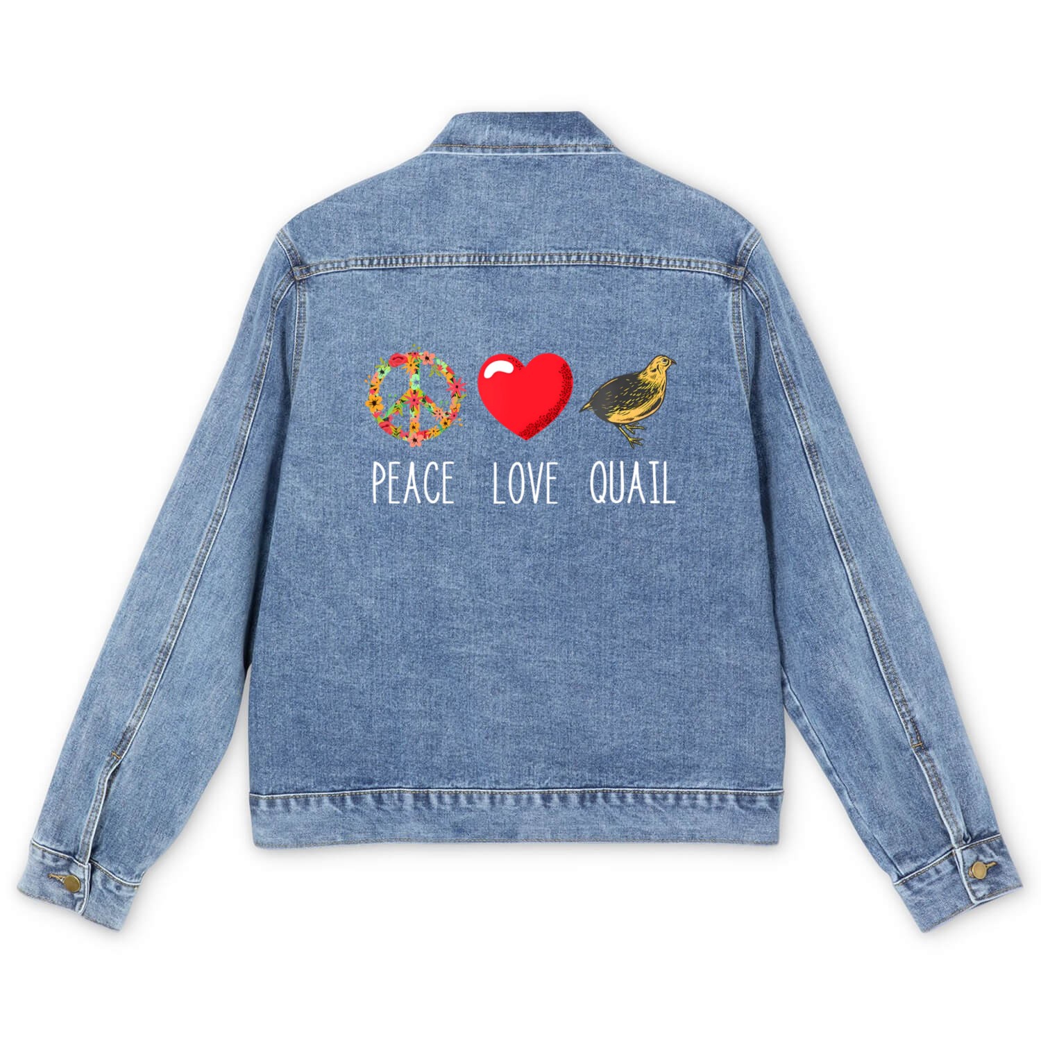 Quail Love Peace Quail Birds Lover Japanese Quail Men's Denim Jackets