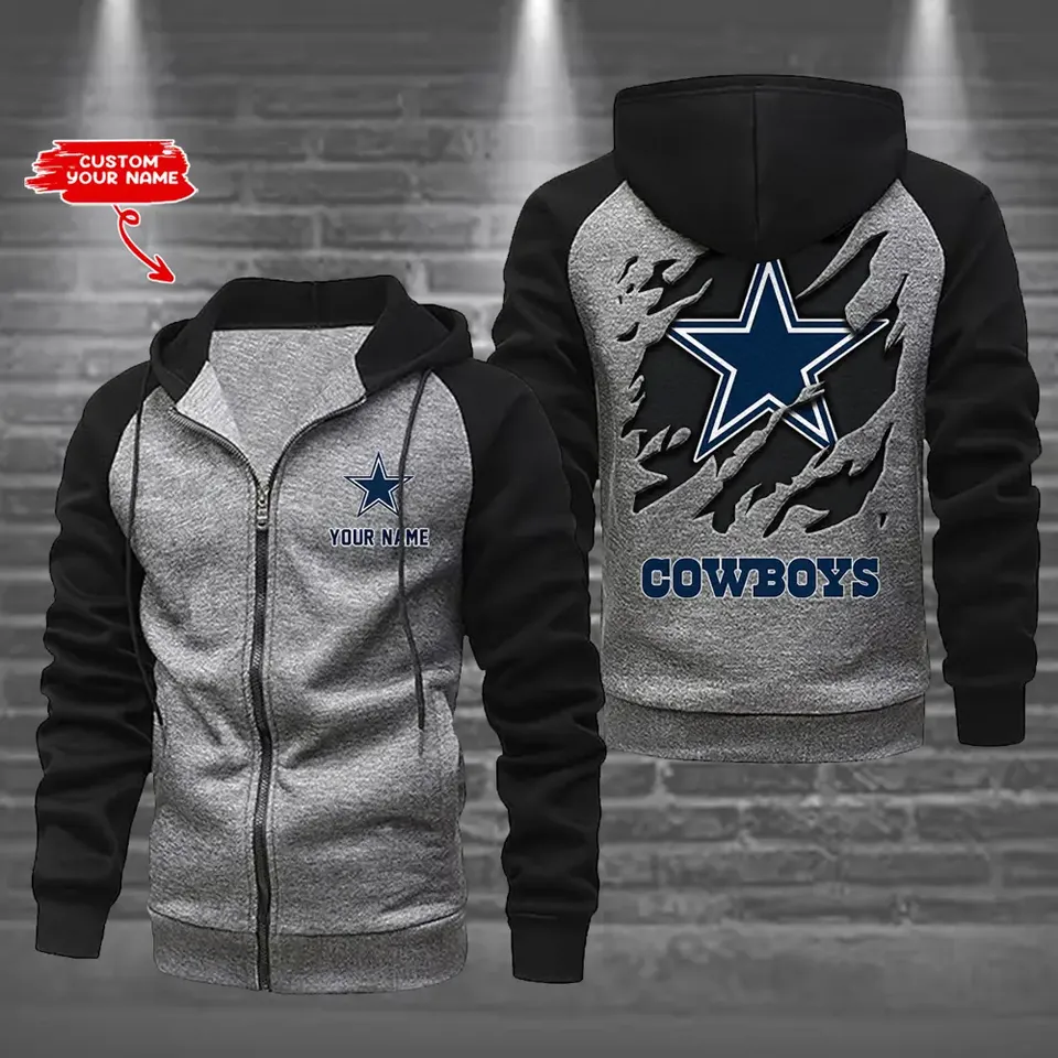 Dallas Cowboys Men's Raglan Full Zip Hoodie American Football Team Zip Hoodie Gift For Fan