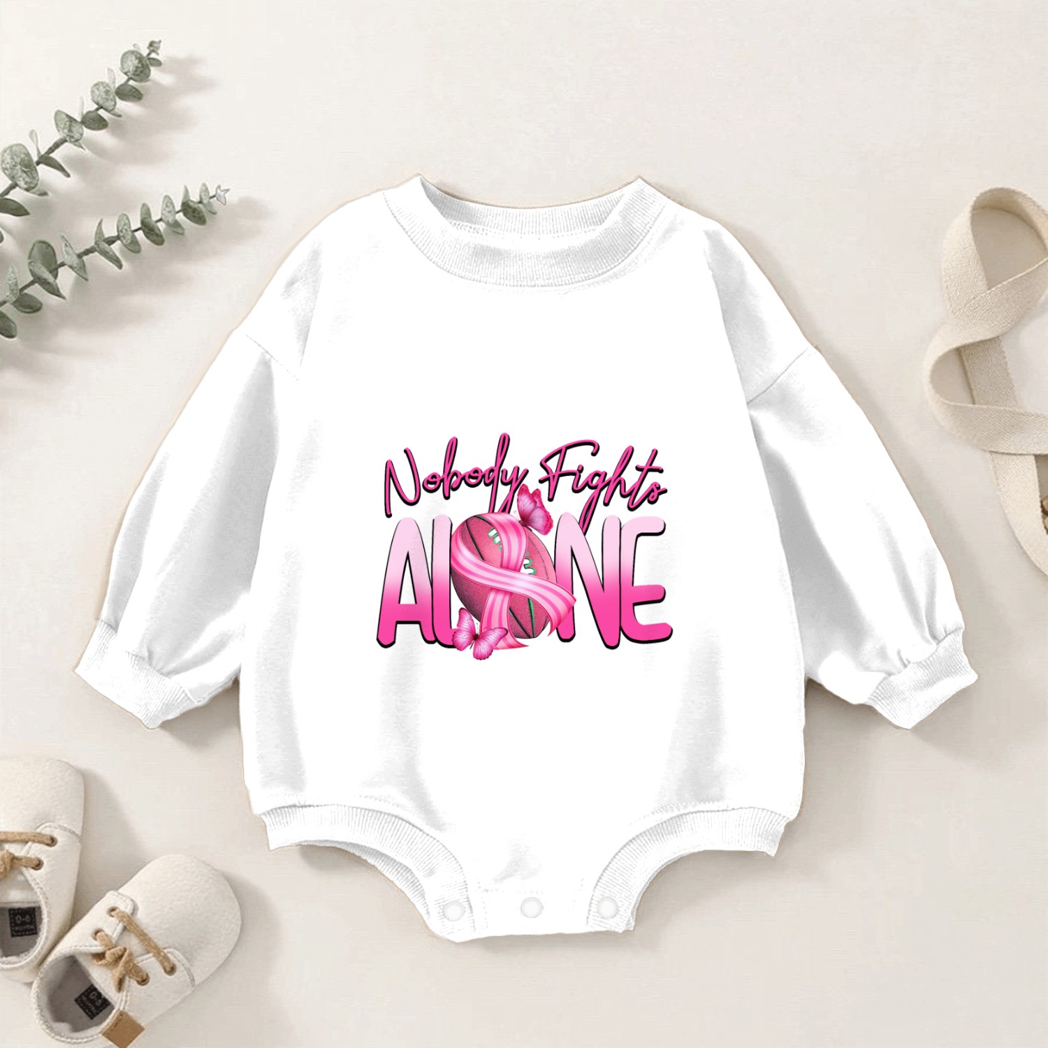 Nobody Fights Alone Breast cancer Baby Romper Sweatshirts