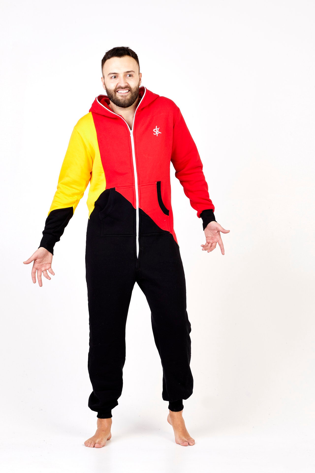 Adult Overall Pajamas - Men's Hooded Jumpsuit | Christmas Pajama Outfits | Family Matching Pajamas