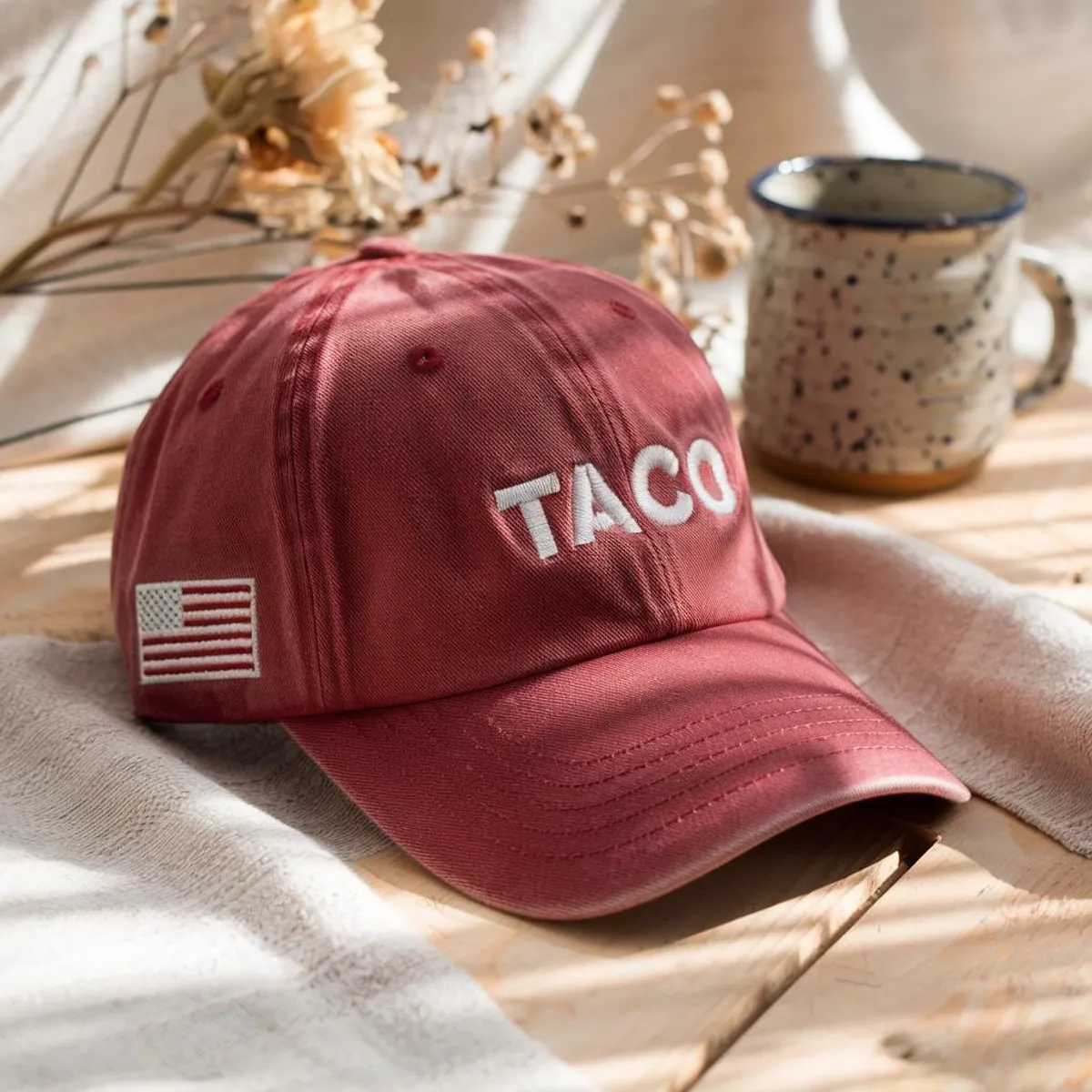 Embroidered Vintage TACO Hat - Washed Trucker Cap with TACO Trades Logo