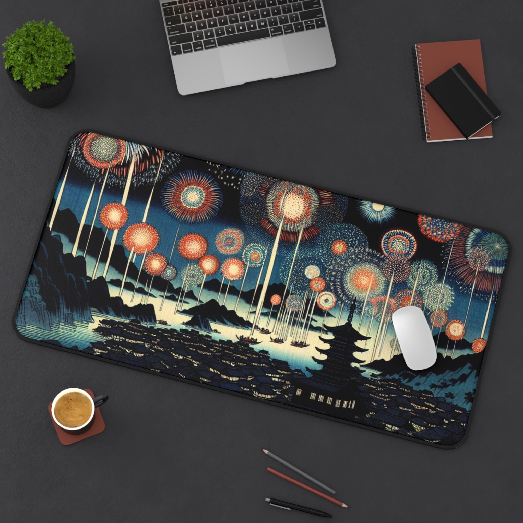 Fireworks Design Mouse Pad, Desk Accessory