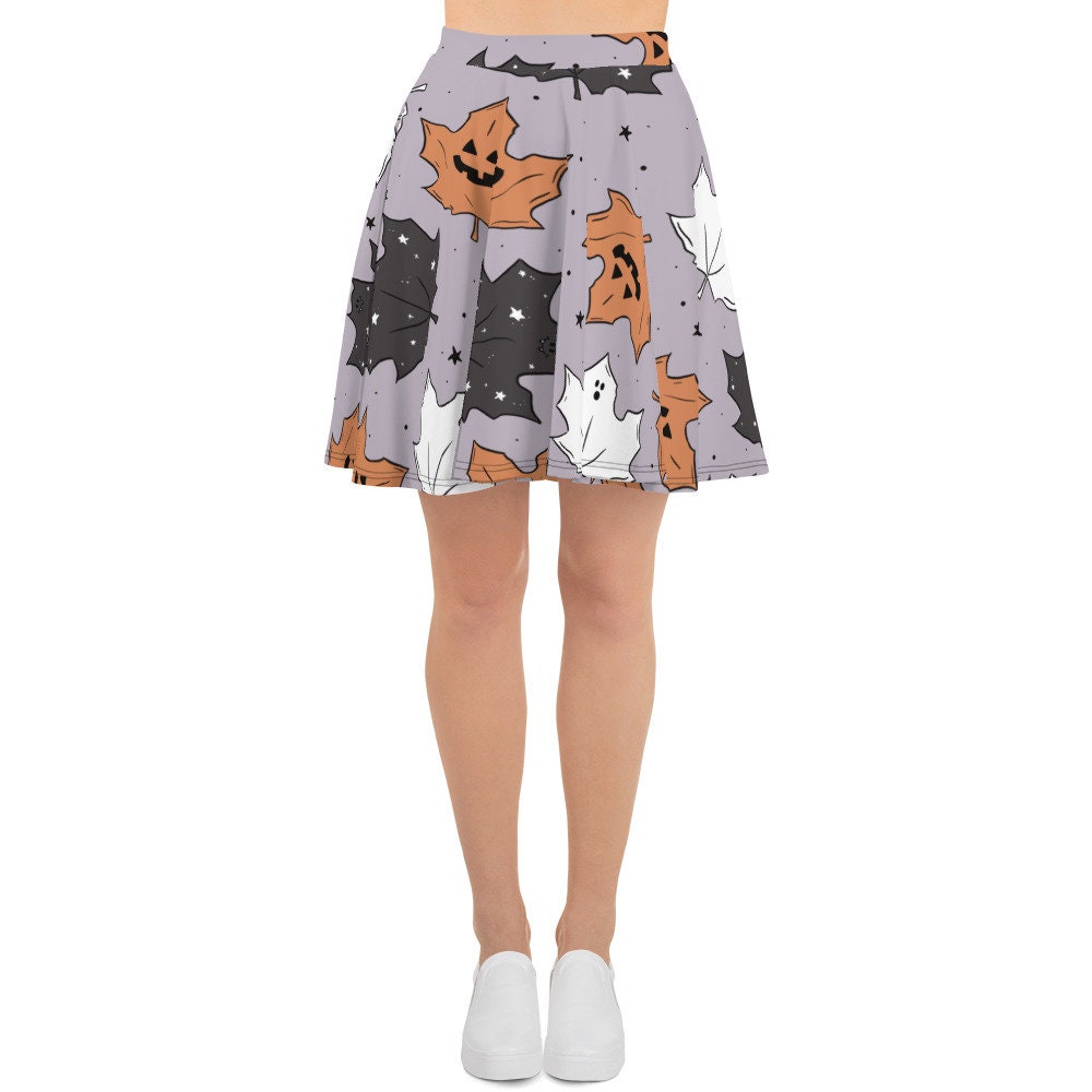 Halloween Maple Leaves Skater Skirt, Women's Skater Skirt