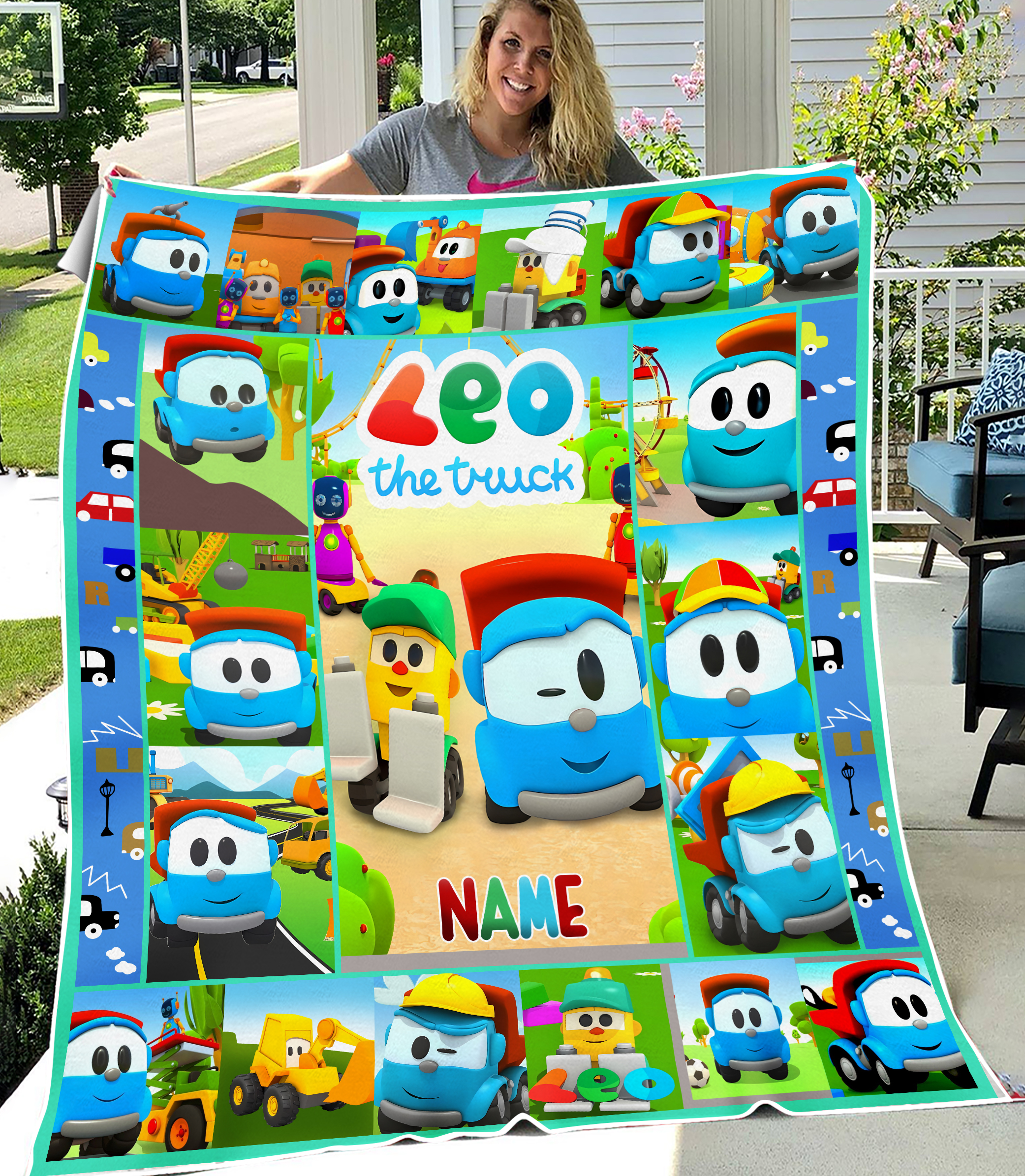 Personalized Leo The Truck Fleece Blanket, Leo The Truck Fleece Blanket, Leo The Truck Birthday Theme, Kid Blanket