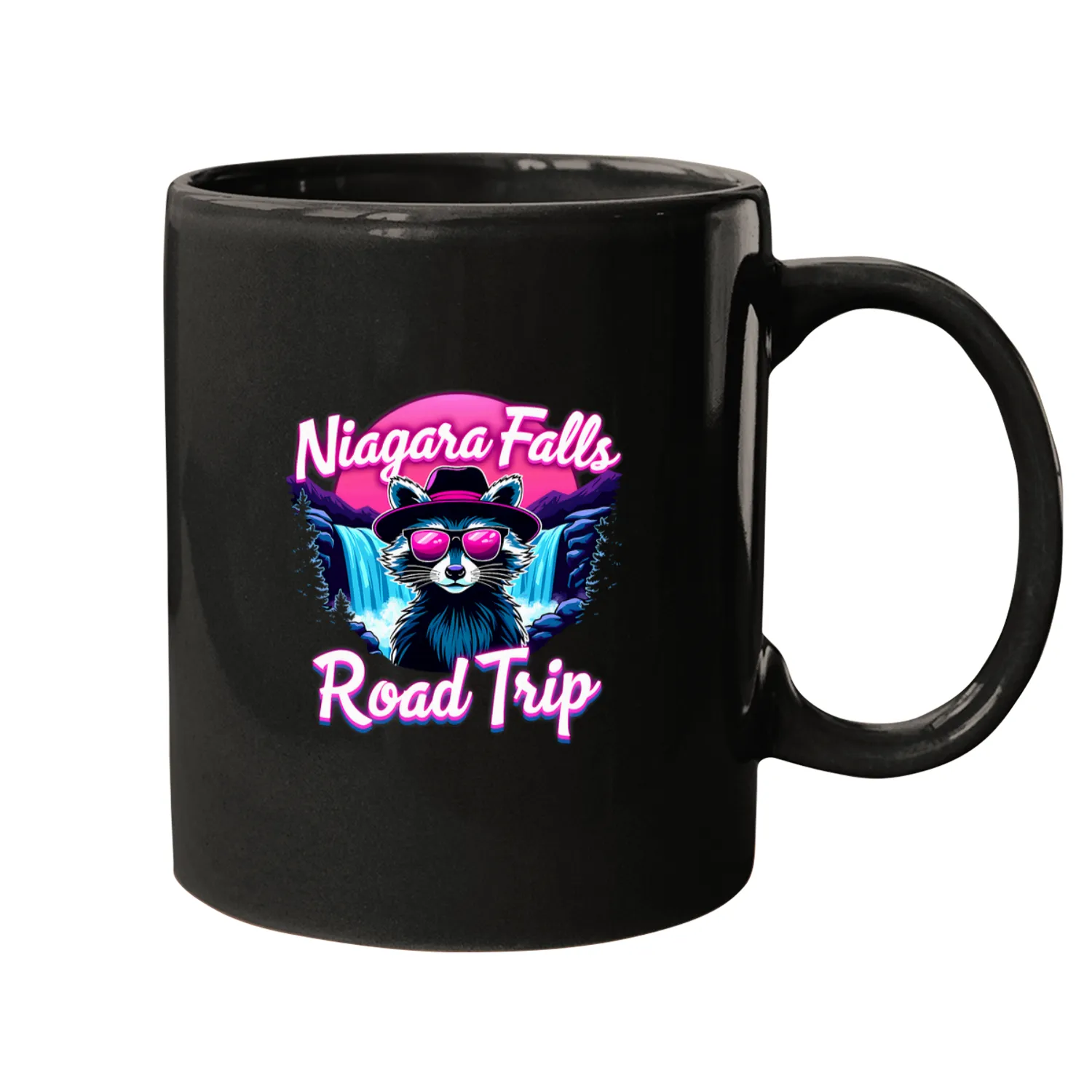 Raccoon Pet Niagara Falls Road Trip Funny Raccoon Meme Family Matching Mugs