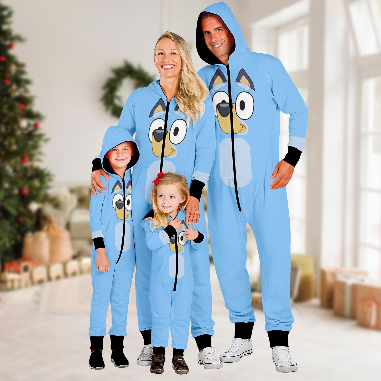 Blue Dog Kigurumi, One-piece Pajama, Dog Cartoon Fleece Jumpsuit, Christmas Cosplay, Christmas Gift , Xmas, Birthday Gift