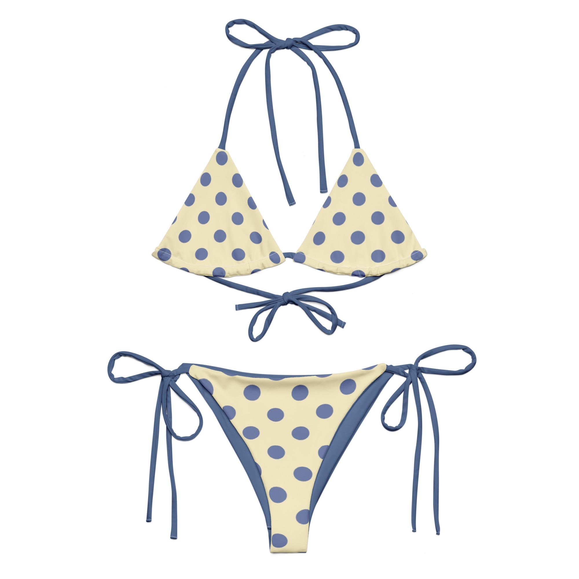 Banana Blueberry Polka Dot Bikini Set for Women, Teen Girl Swimwear, Summer Vacation, Poolside, Ibiza Style
