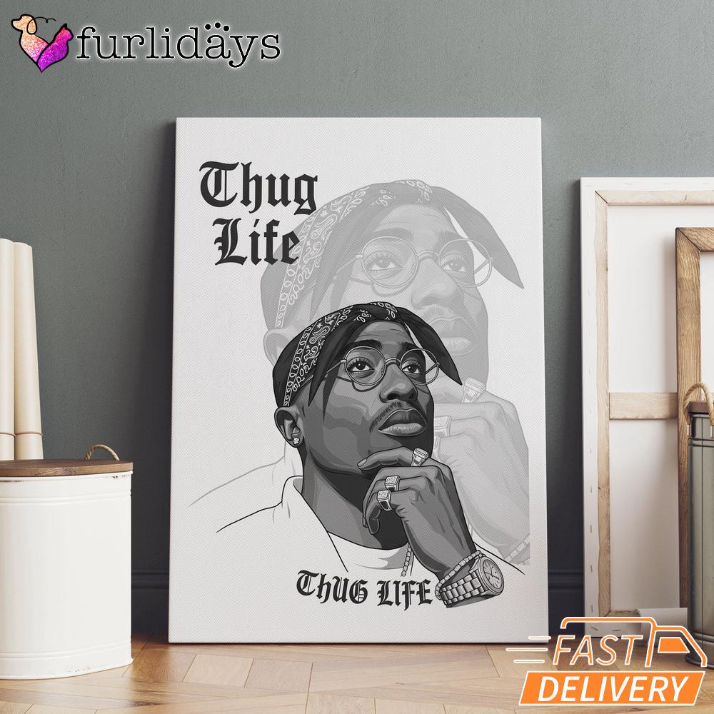 Tupac Thug Life Sketch Canvas, Rap Lengends Poster