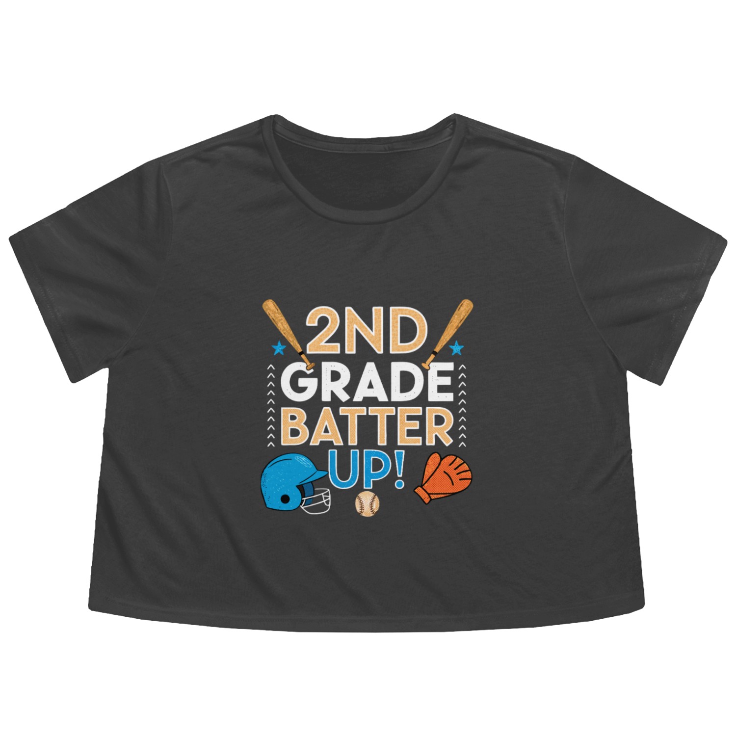 2nd Grade Batter Up Baseball School Back to Class Flowy Cropped Tees