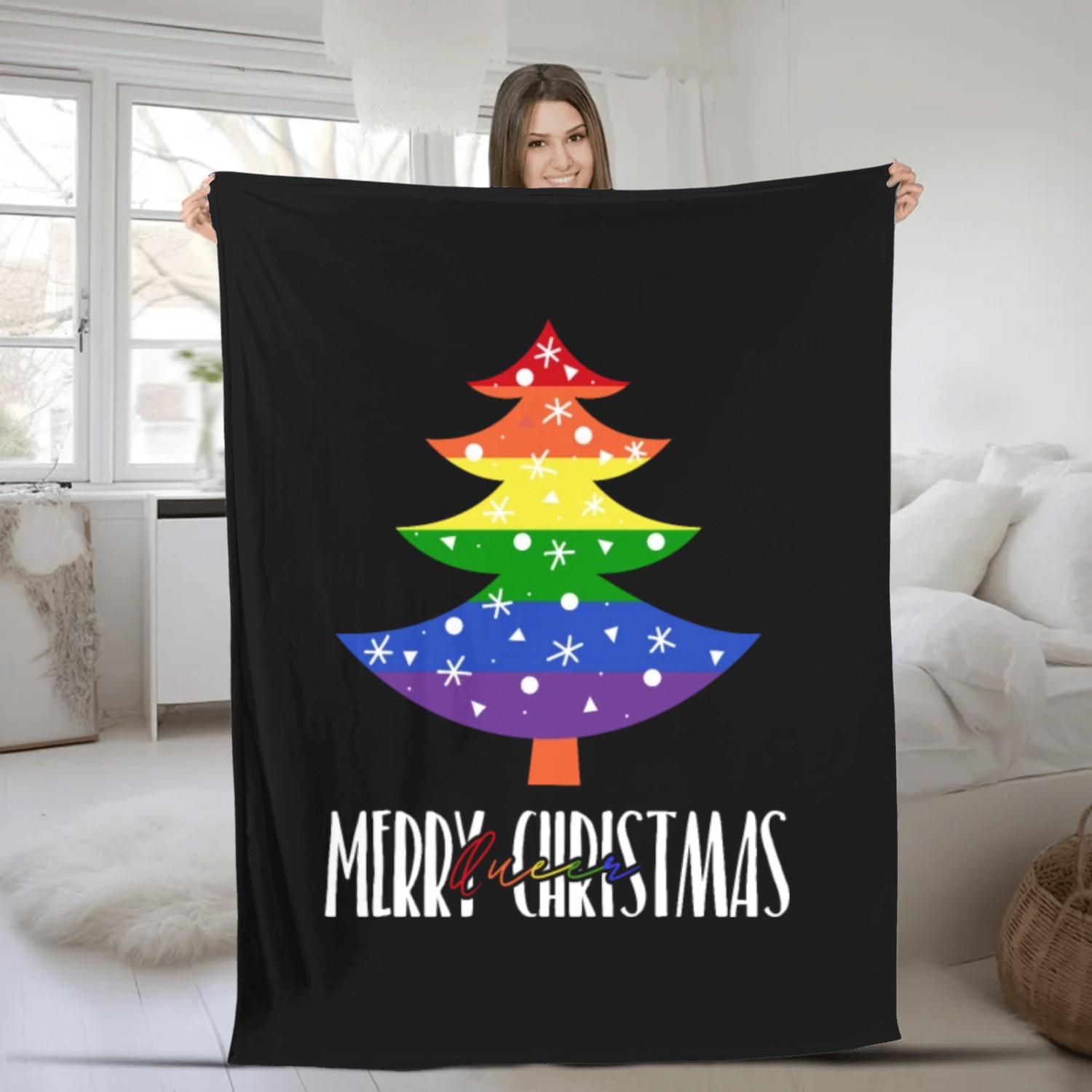 Merry Queer Christmas - LGBTQI Gay Pride Fleece Blankets