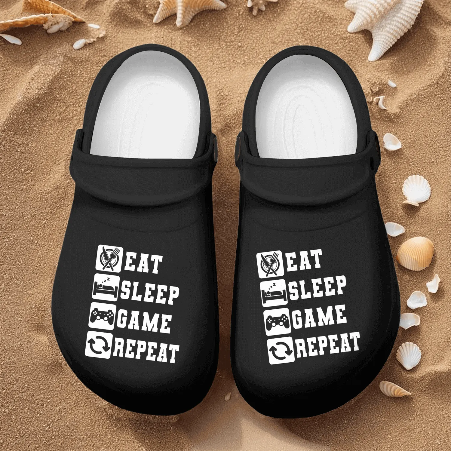 Eat Sleep Game Repeat Nurse Clogs