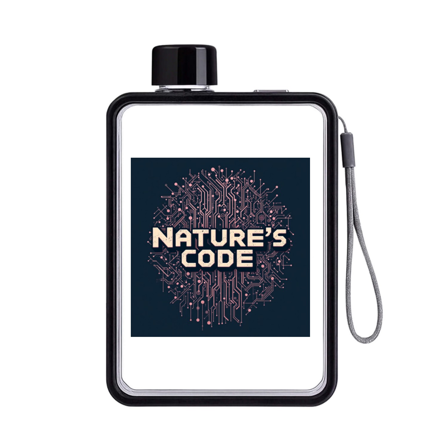 Nature's Code - Digital Nature Pattern Design Flat Water Bottles