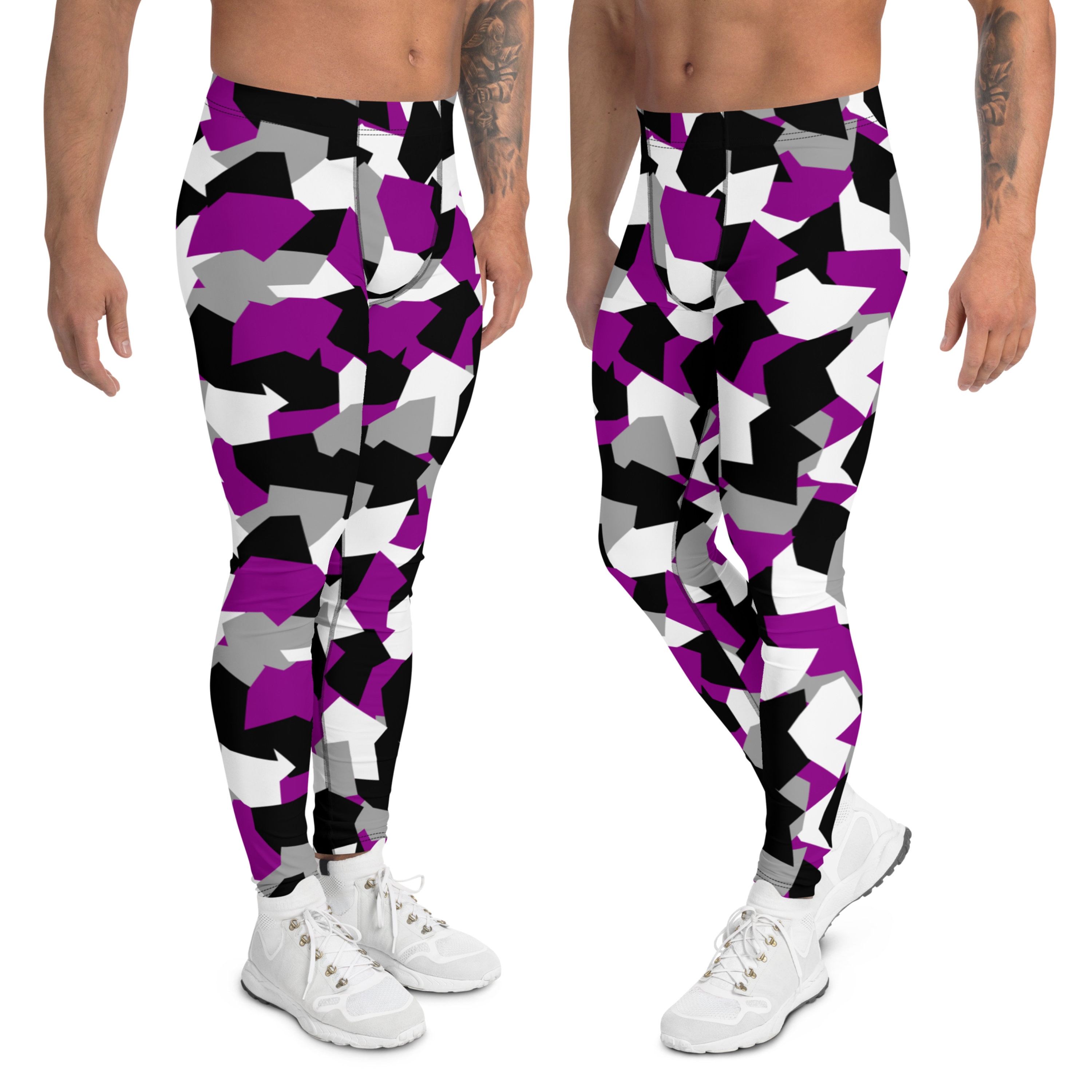 Asexual Camo Men's Leggings, ACE Camouflage Meggings Sizes XS - 3XL