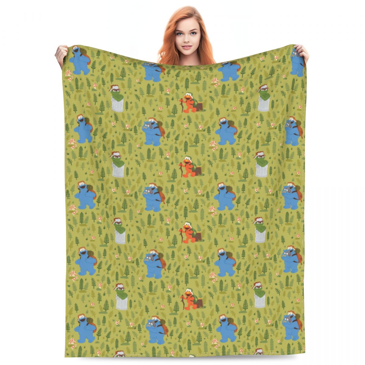 Cookies Monsters Woodland Friends Blanket Coral Fleece Plush Printed Super Warm Blankets for Sofa Office Rug Piece