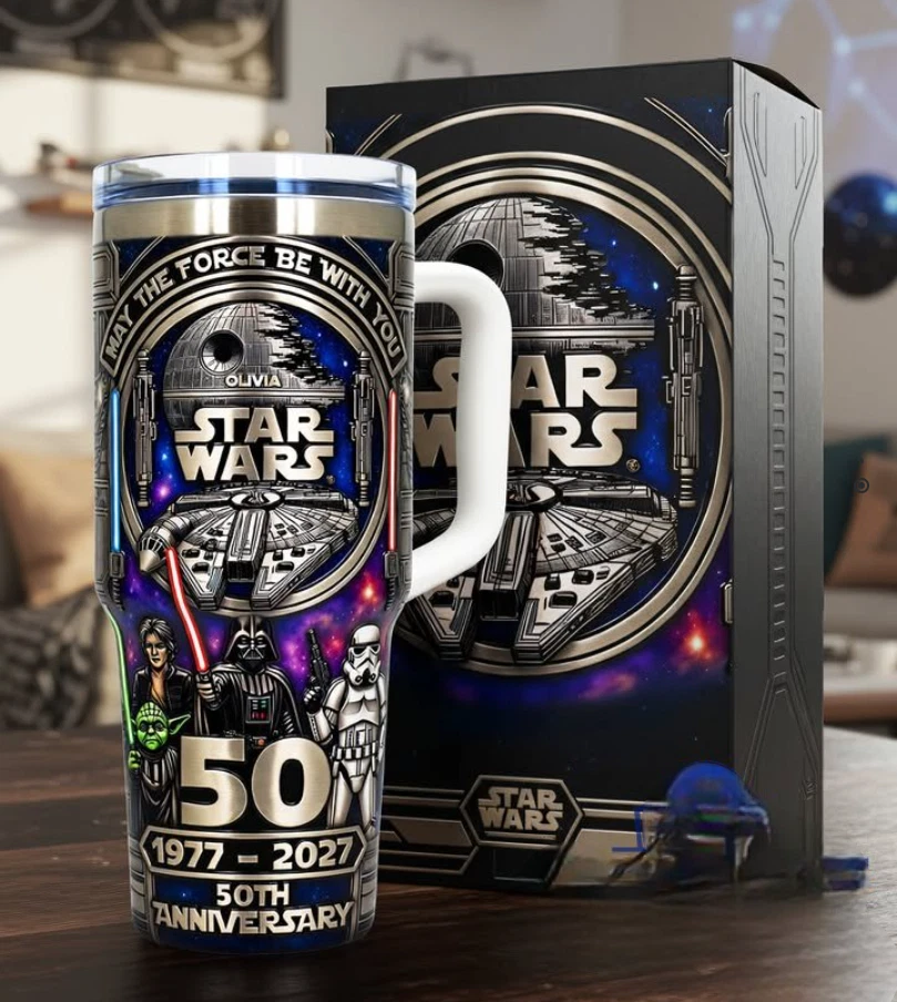 Star Wars 50th Anniversary 1977 – 2027 Personalized Tumbler With Handle