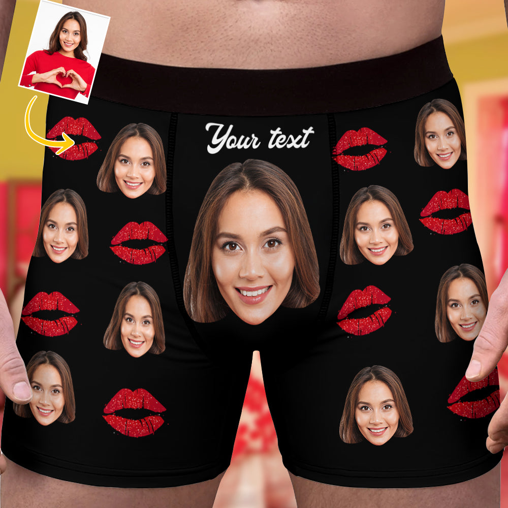 Custom Multi-Face Boxer Underwear for Men, Personalized Face Briefs, Wedding Gift, Anniversary Gift, Boyfriend Birthday Gift