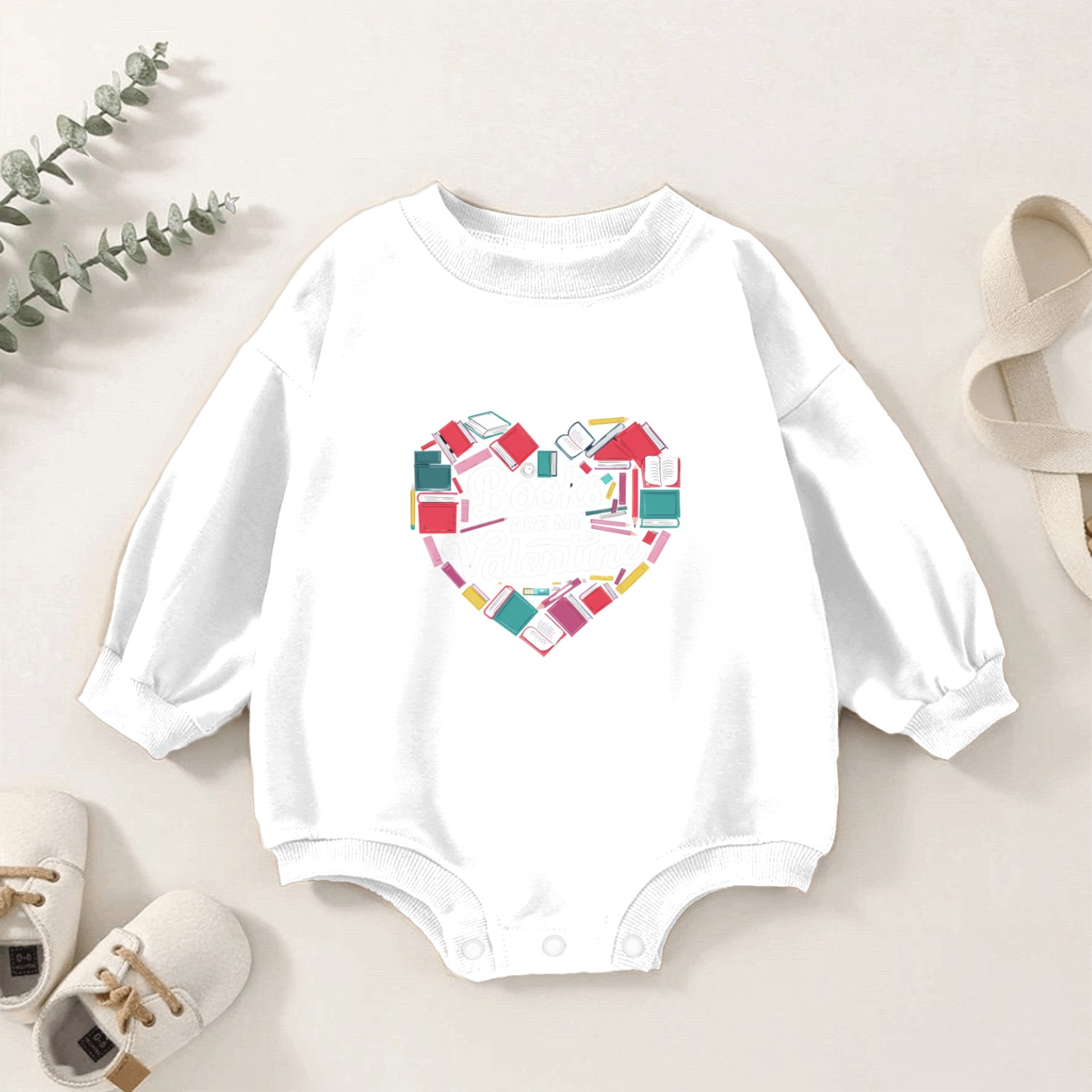 books are my valentine Baby Romper Sweatshirts