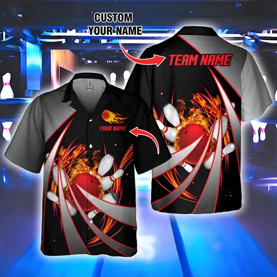 Personalized Bowling Hawaiian Shirt, Custom Bowling Team Name Shirt