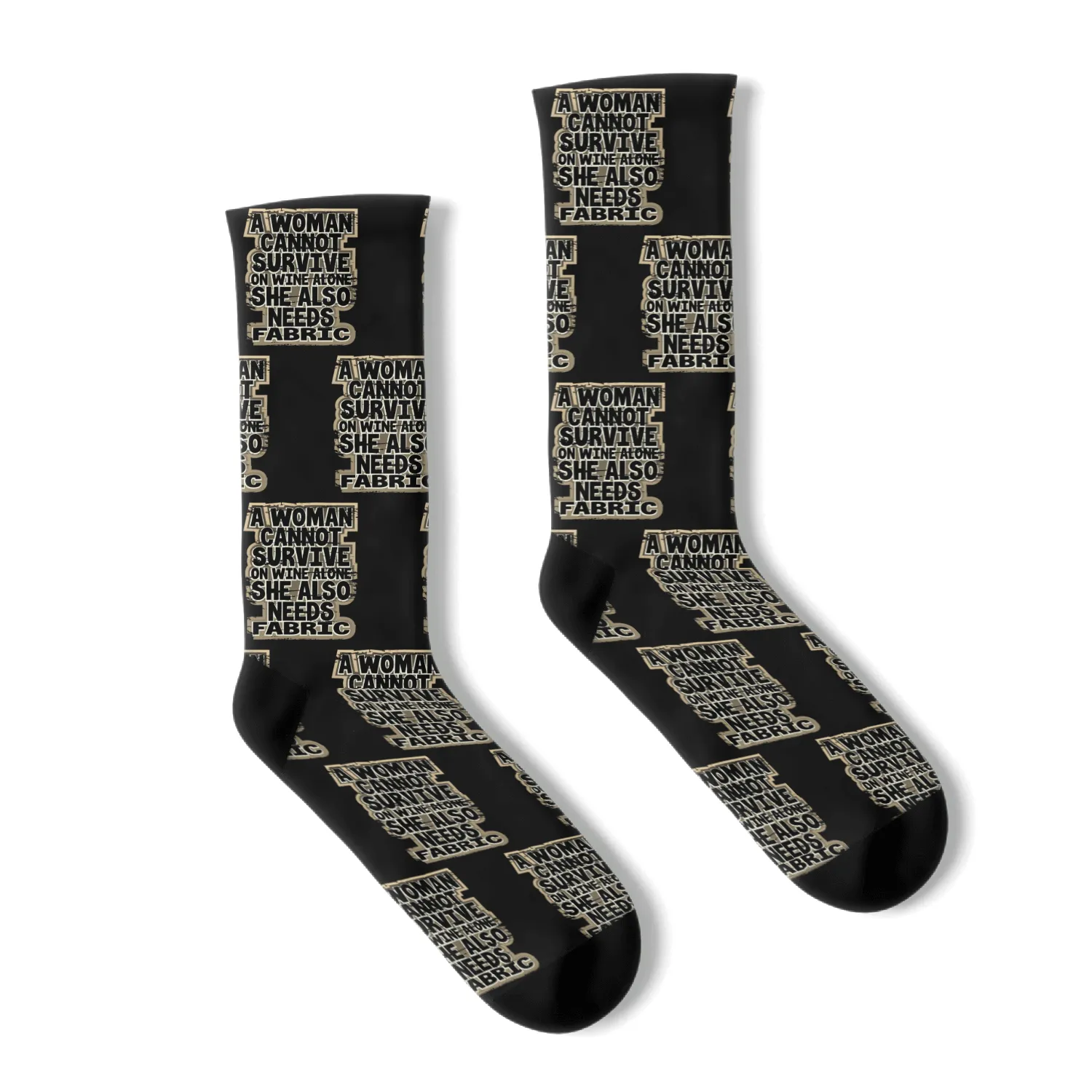 Quilter Gifts Woman Can't Survive Wine Alone Socks