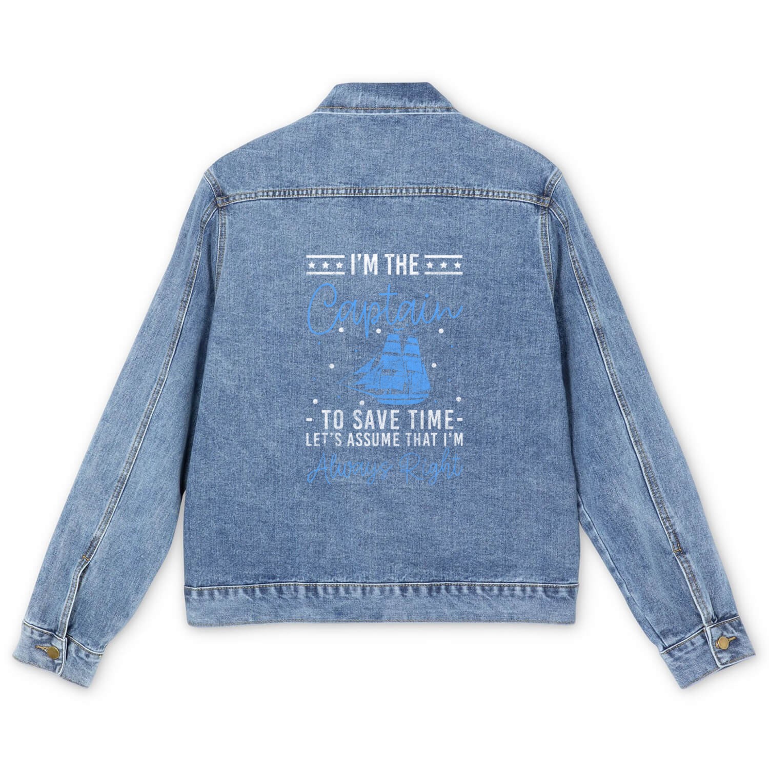 Sailing Ship Captain Beach Water Men's Denim Jackets