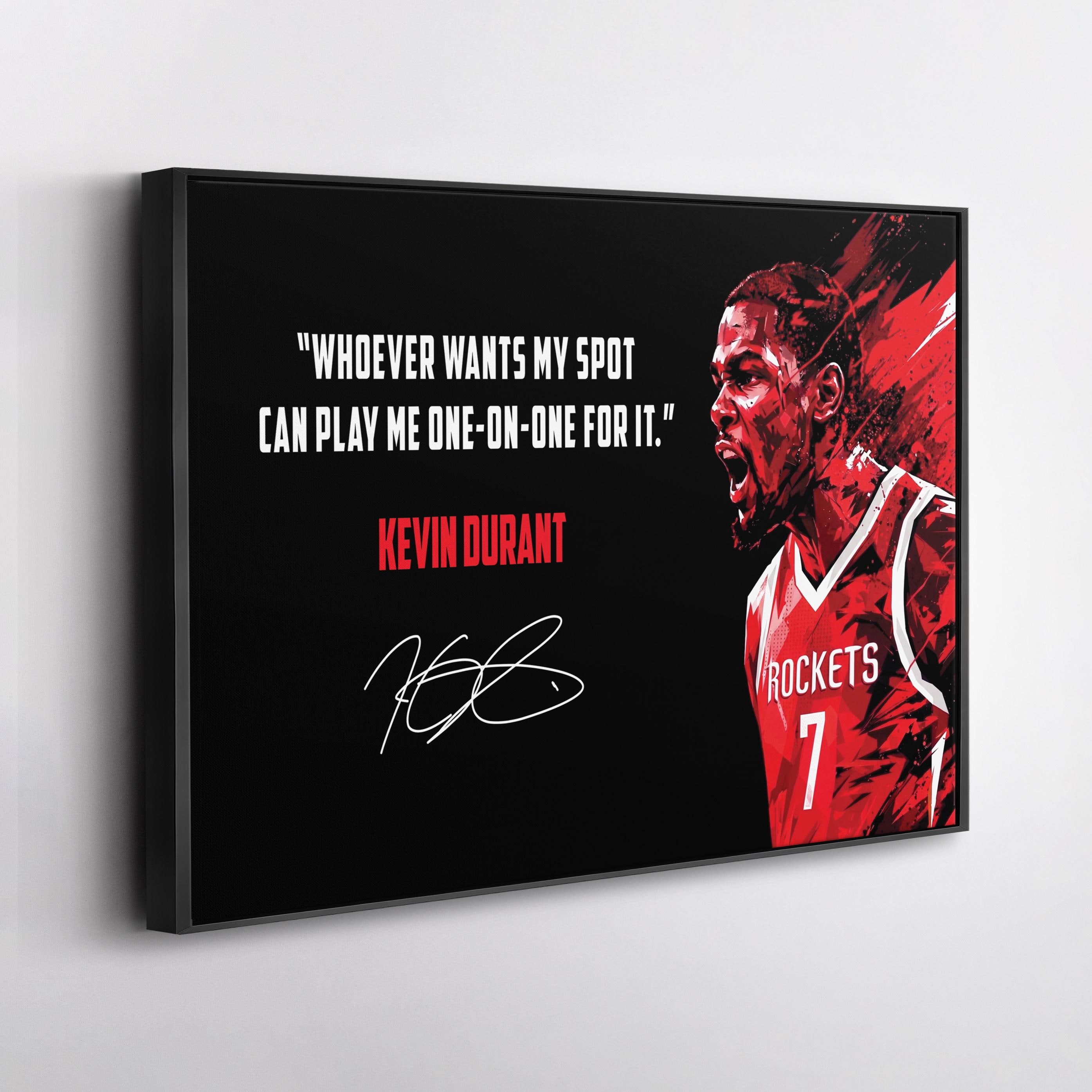 Kevin Durant Canvas Wall Art, Houston Rockets Basketball Decor, Motivational Quote Print, Sports Poster Style, Fan Gift