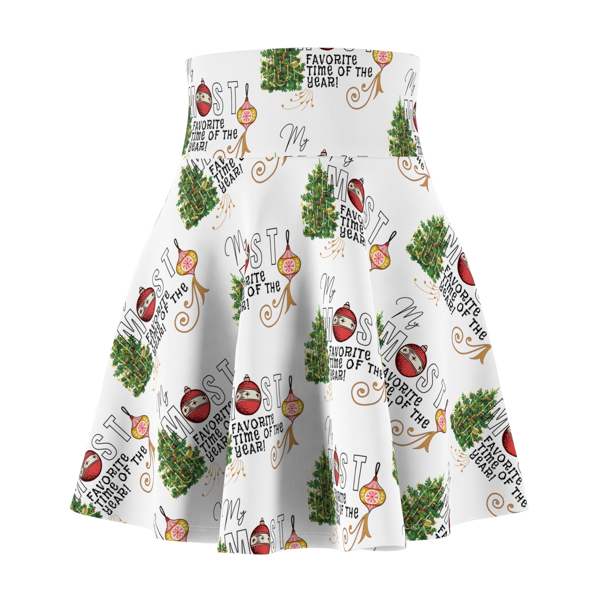 Christmas tree Skirt Ornament Christmas Sweater Women's Skater Skirt