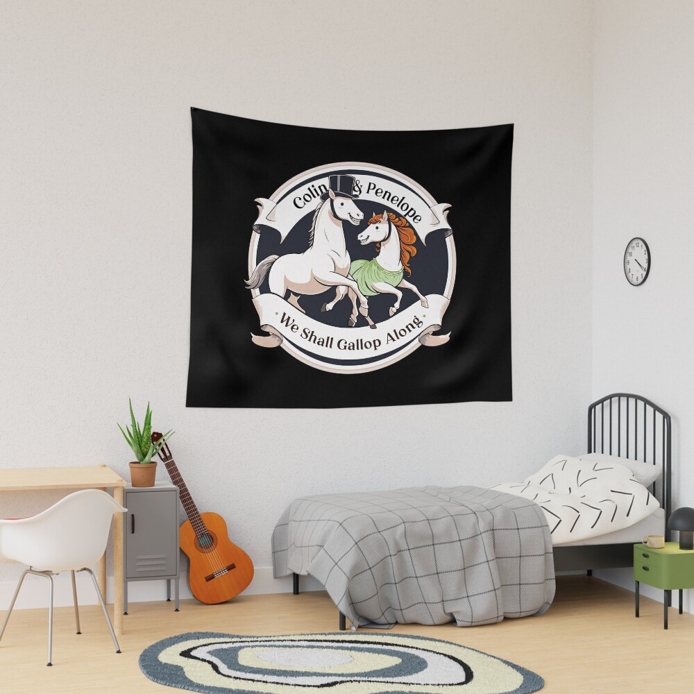 Colin Bridgerton Quote We Shall Gallop Along Tapestry, Bridgerton Colin and Penelope Polin Couple Tapestry, Bridgerton Merch, Funny Gift Idea, Gift for Fans
