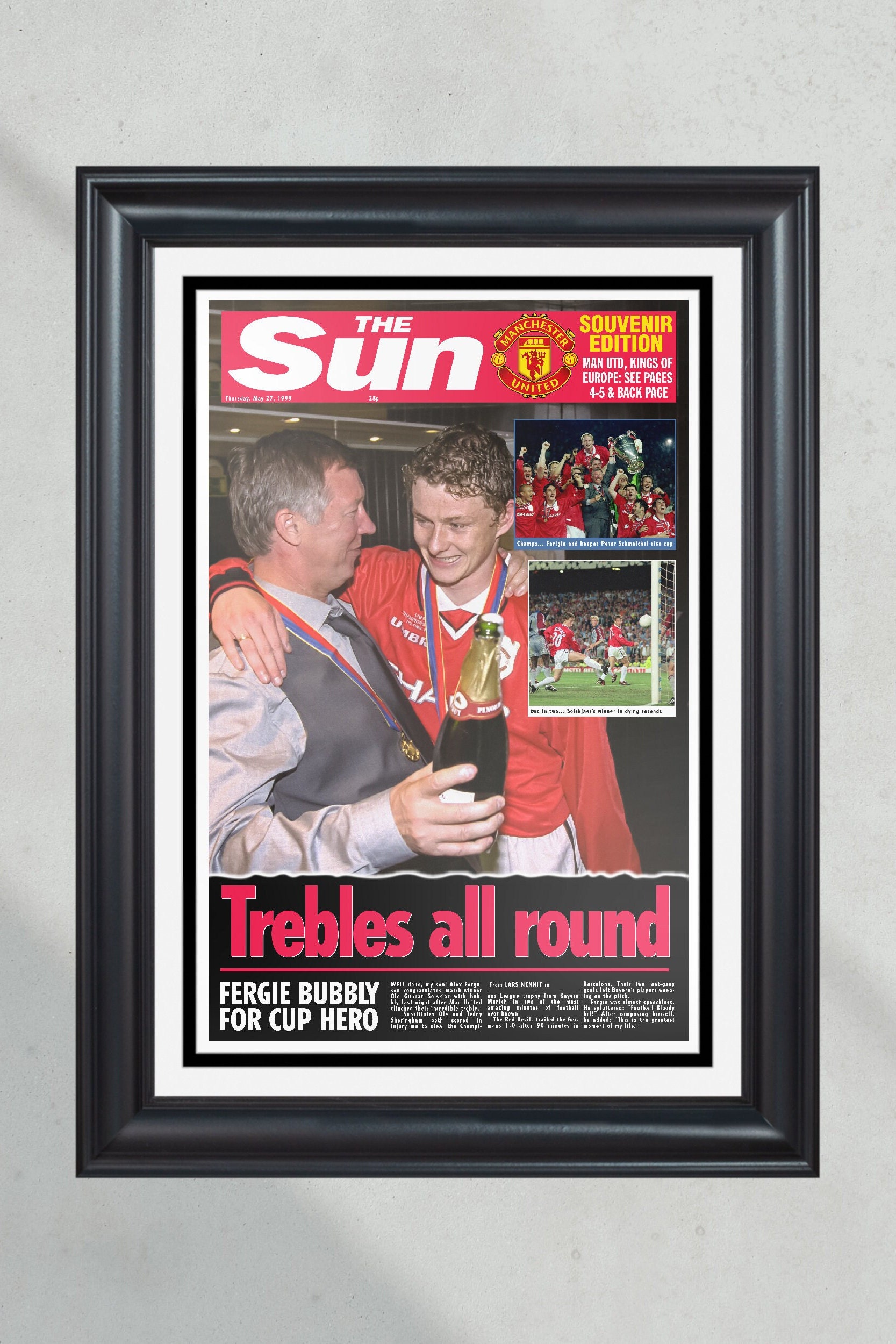 1999 Manchester United F.C Treble Winners Poster