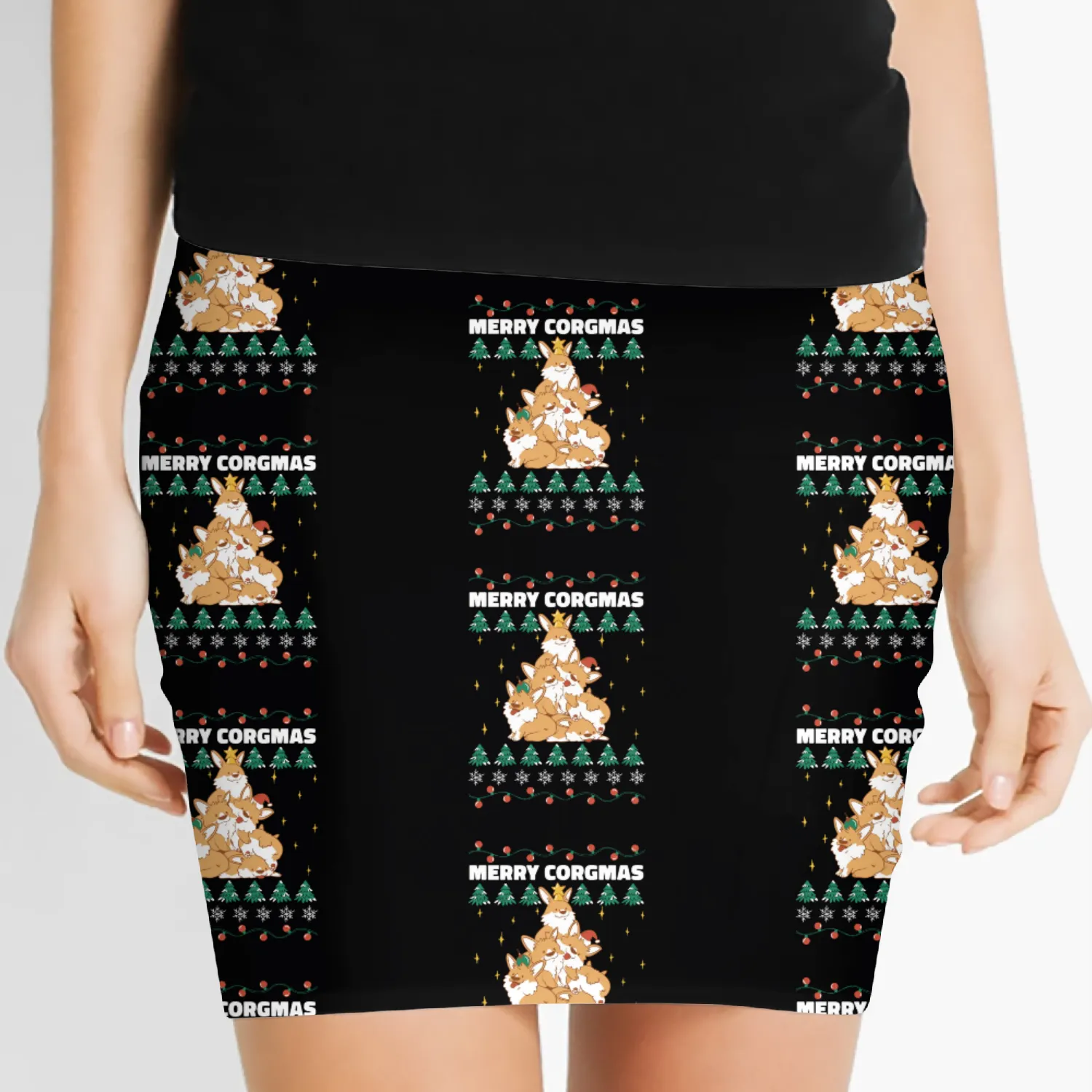 Corgi Christmas Tree Pileup Women's Mini Skirts