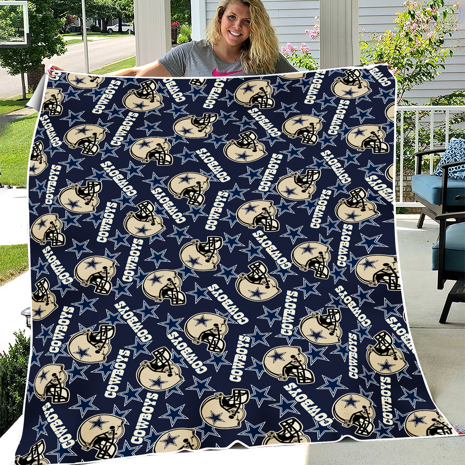 Cowboys Handmade No-sew Fleece Blanket Throw