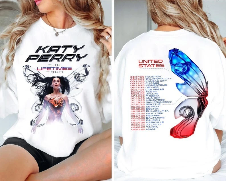 Katy Perry Lifetimes Tour 2025 Double Sided T-Shirt