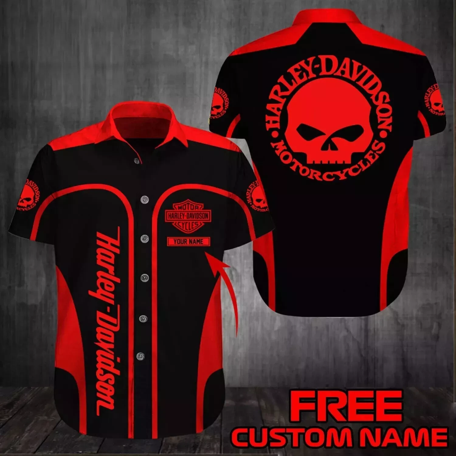 Personalized Harley Motorcycle Racing Davidson Hawaiian Shirt Button Down