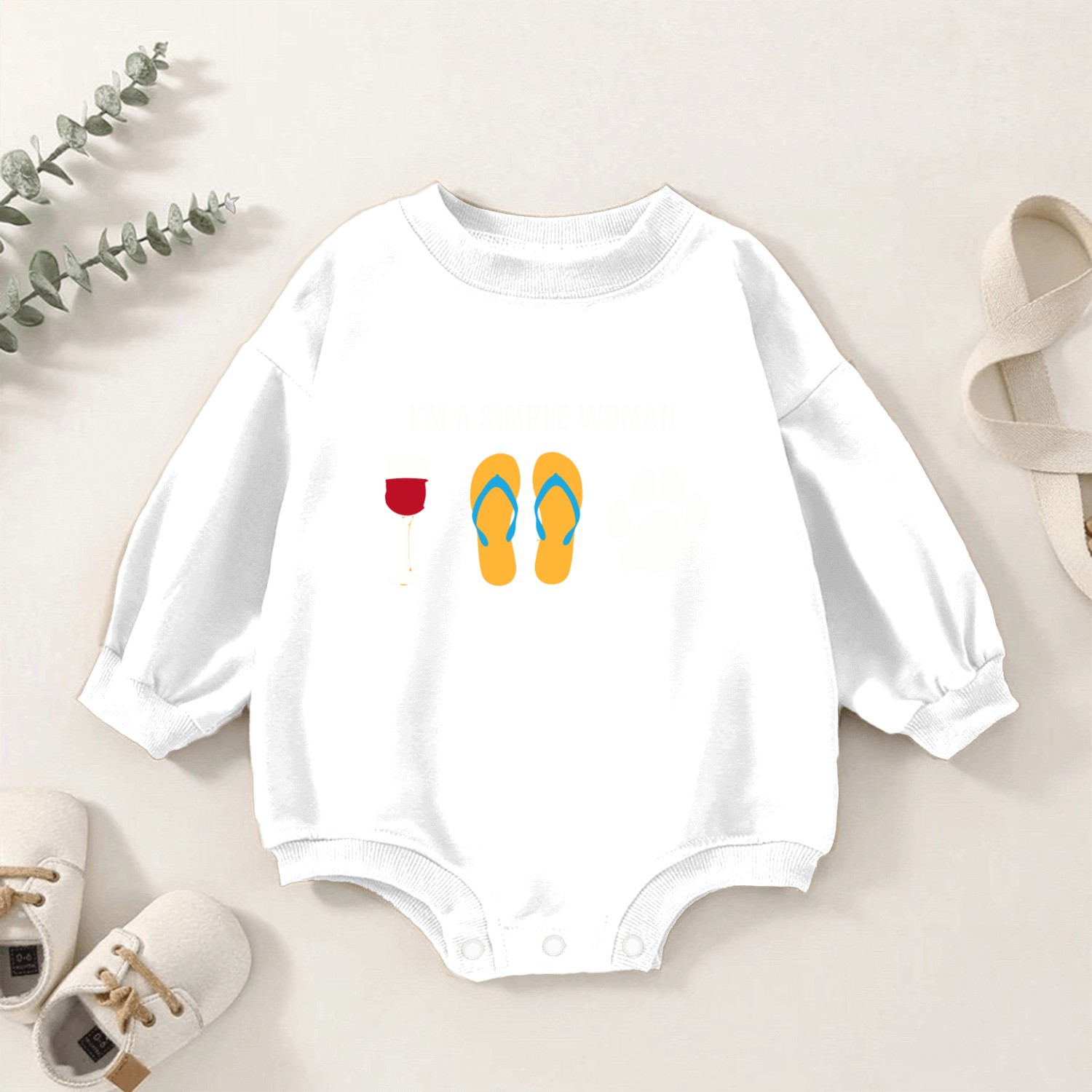 I Am A Simple Woman Wine Beach Sandals Dog Lover Baby Romper Sweatshirts
