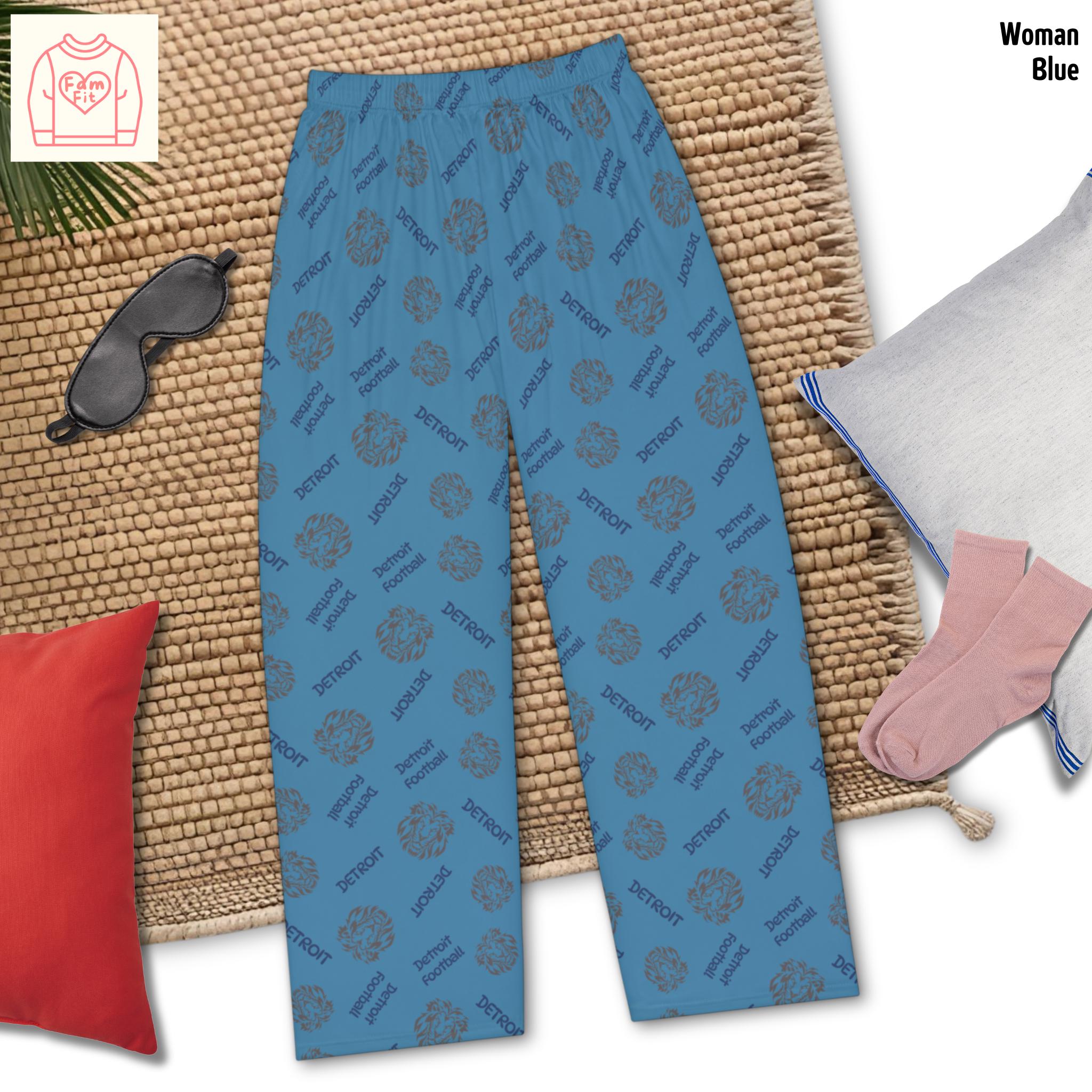 Detroit Pattern Women's Pajama Pants, Football Themed Loungewear for Men and Women